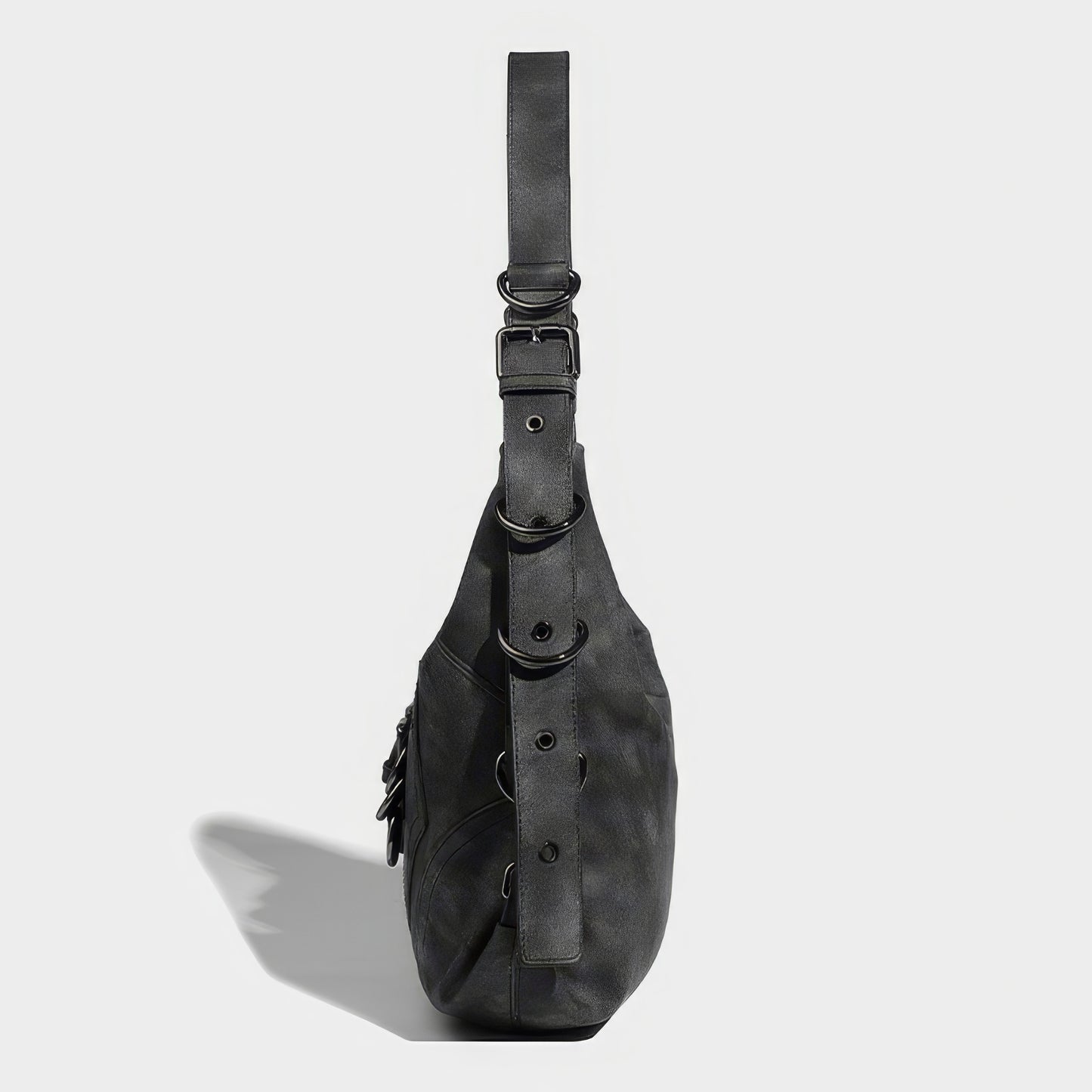 Black Buckle Strap Shoulder Bag