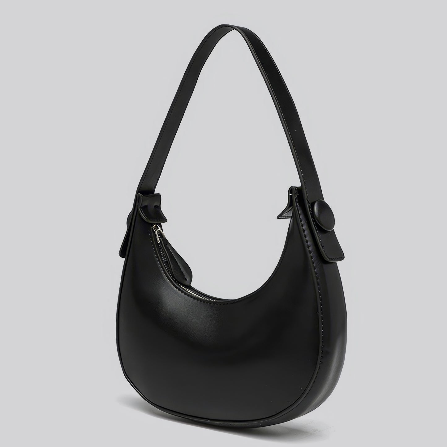 Minimal Crescent Faux Leather Shoulder Bag