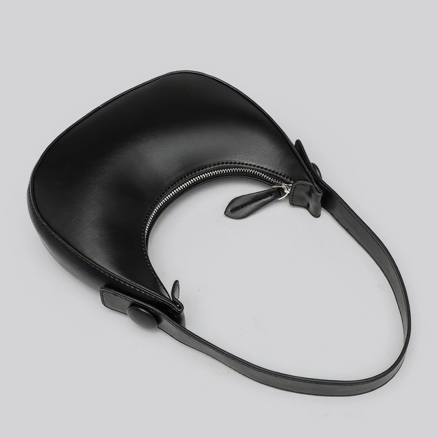 Minimal Crescent Faux Leather Shoulder Bag