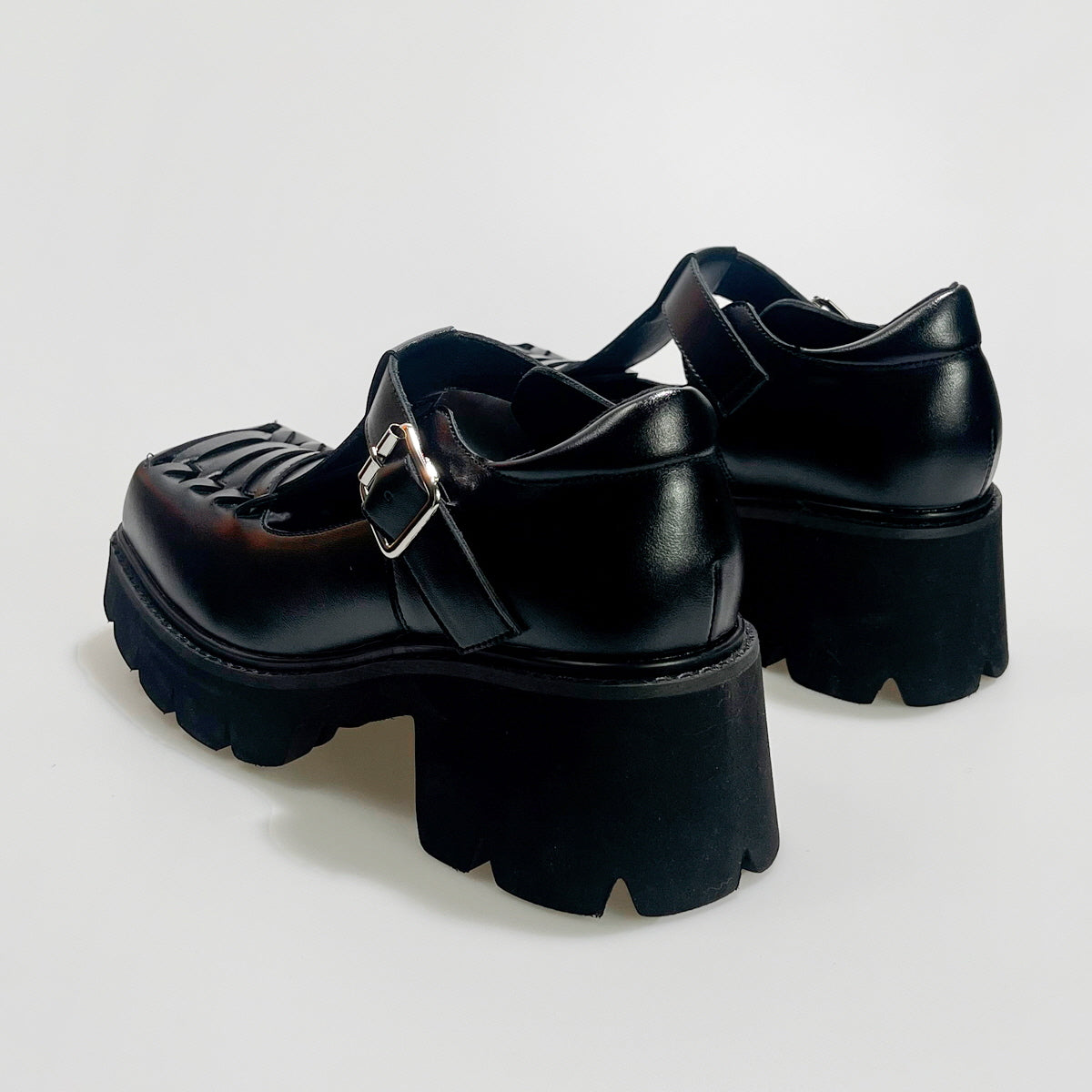 Black T-Strap Platform Loafers