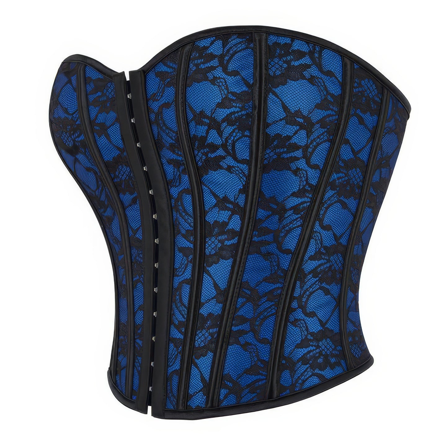 Blue Lace Overlay Bustier Corset