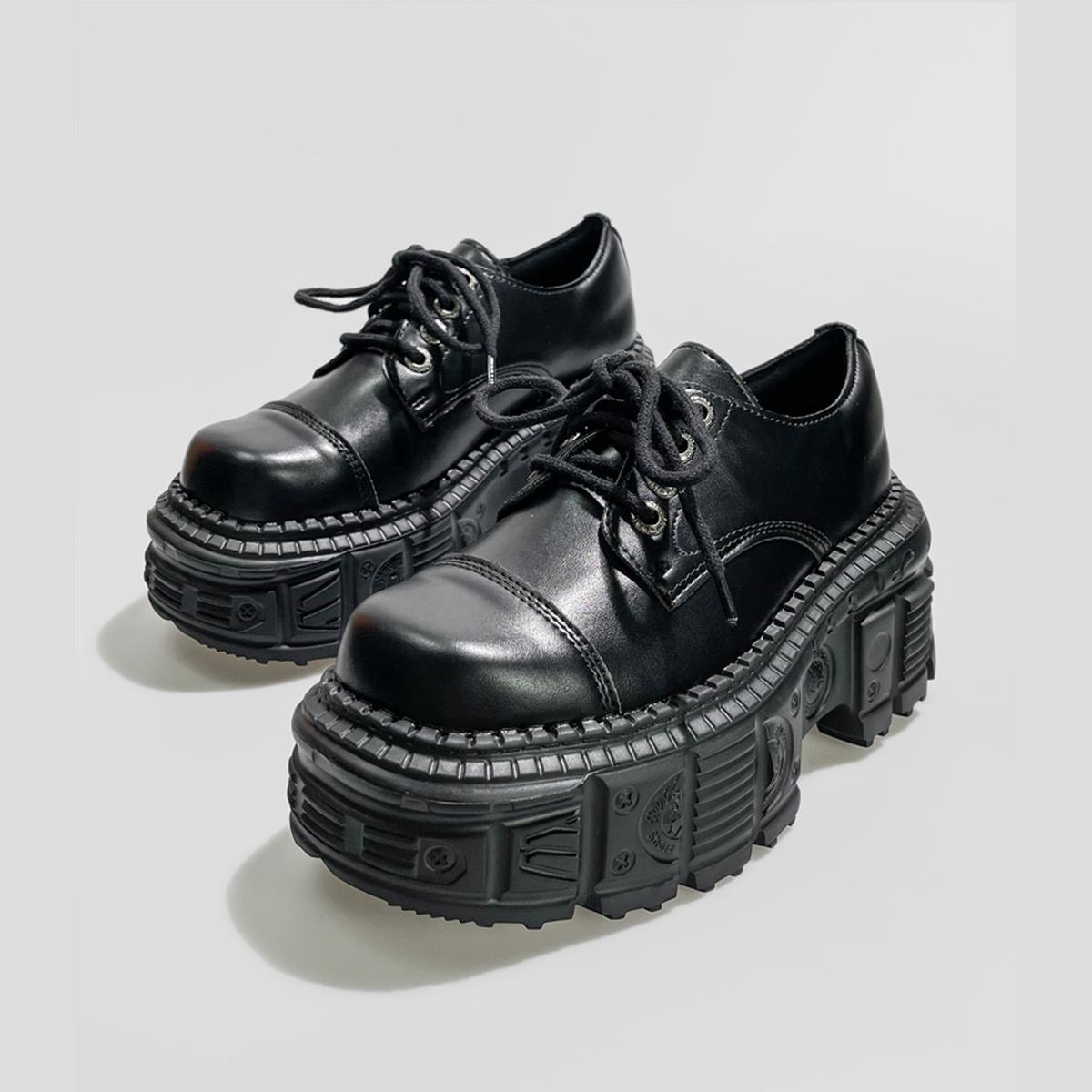Black Heavy Tread Platform Shoes