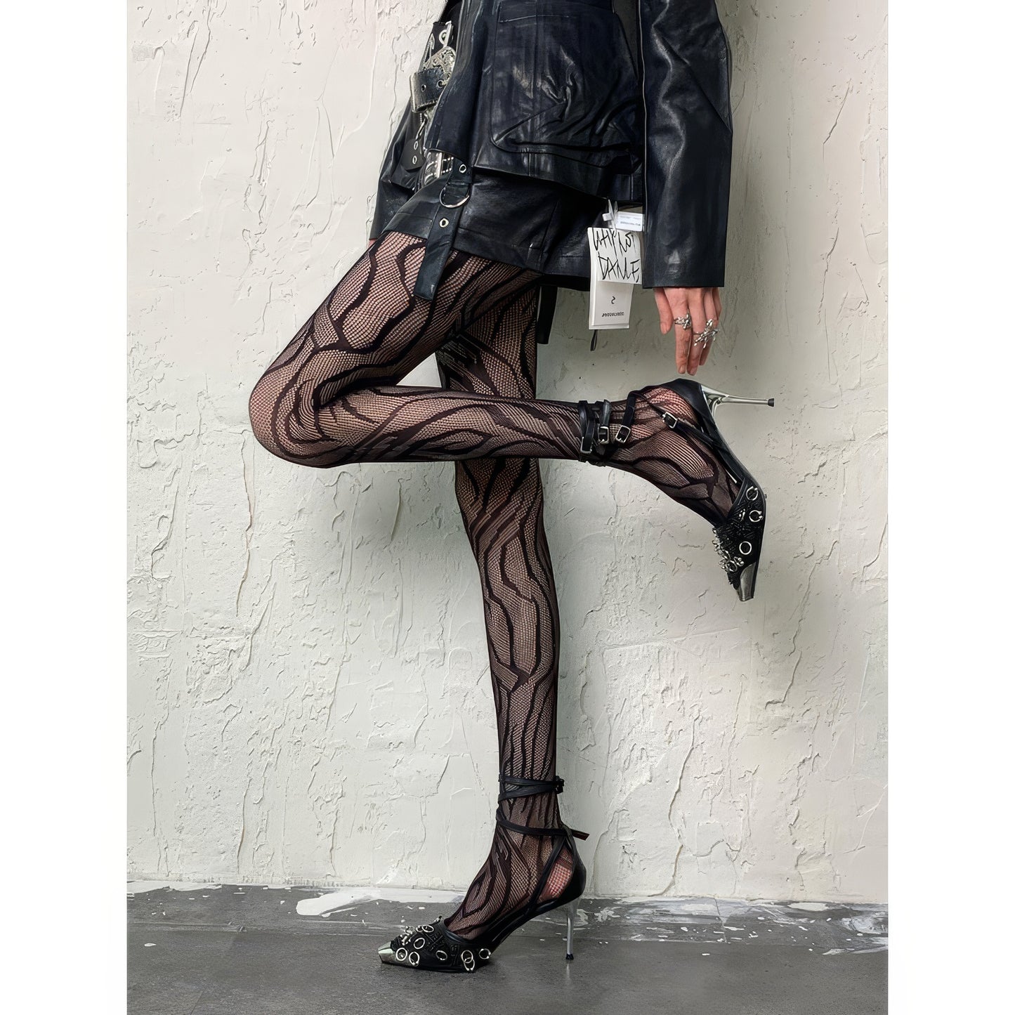 Wavy Mesh Flame Tights