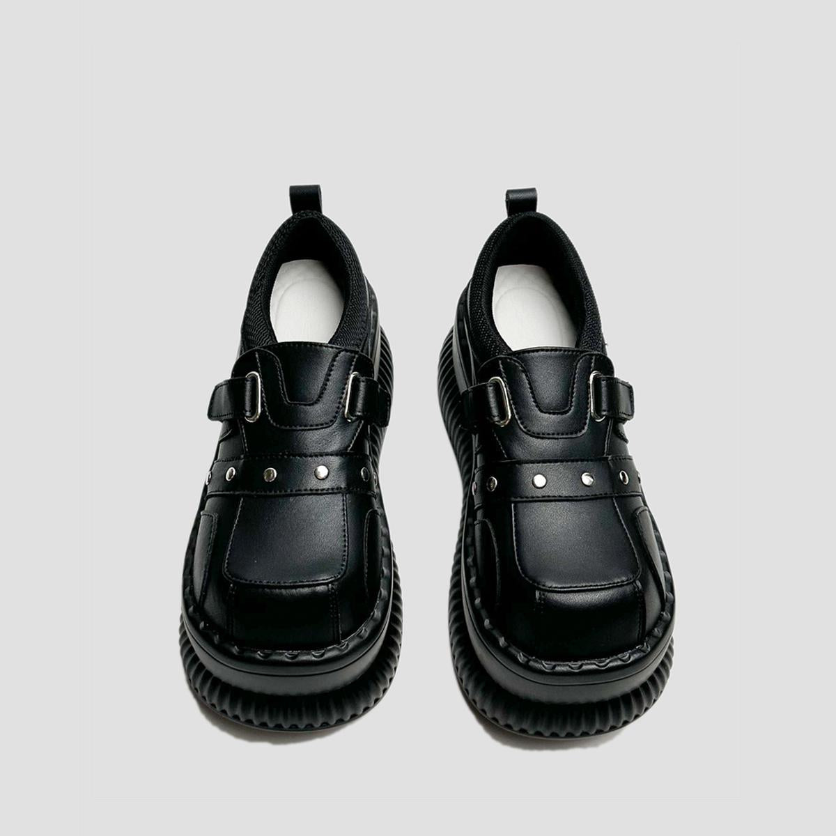 Black Buckled Platform Sneakers
