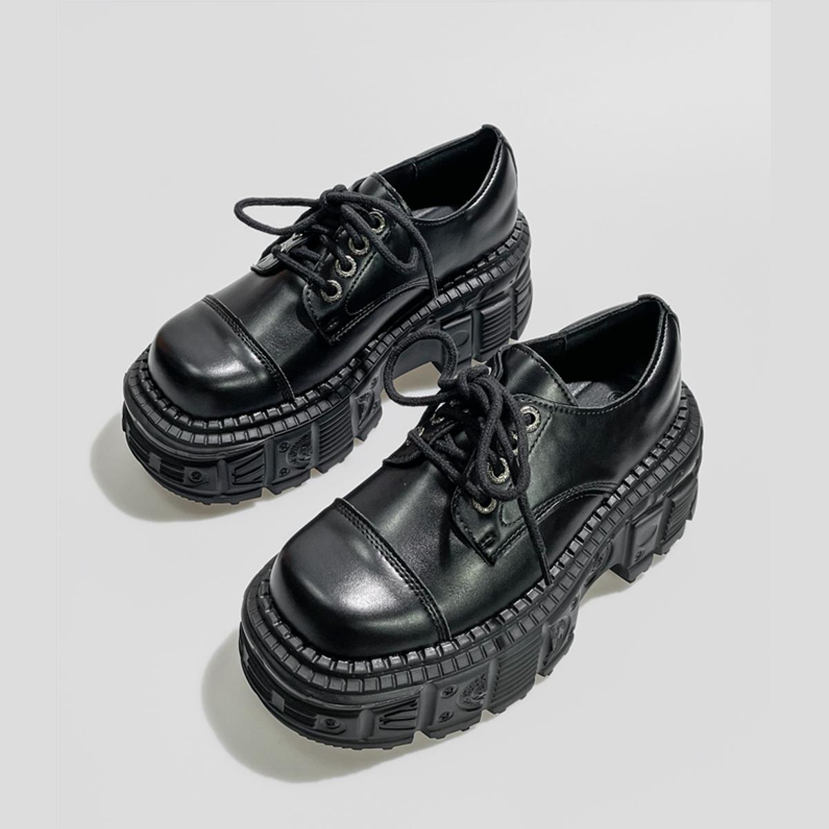 Black Heavy Tread Platform Shoes