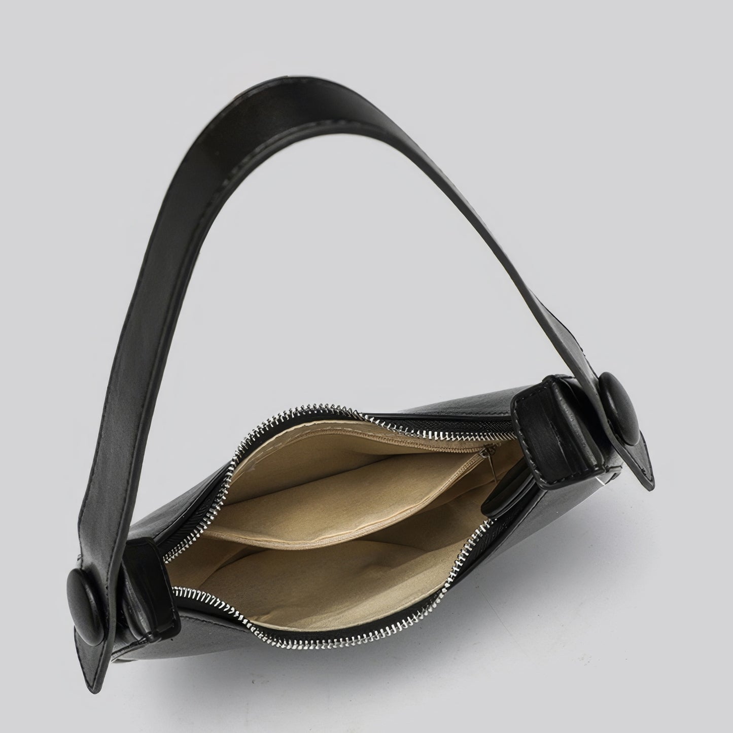 Minimal Crescent Faux Leather Shoulder Bag