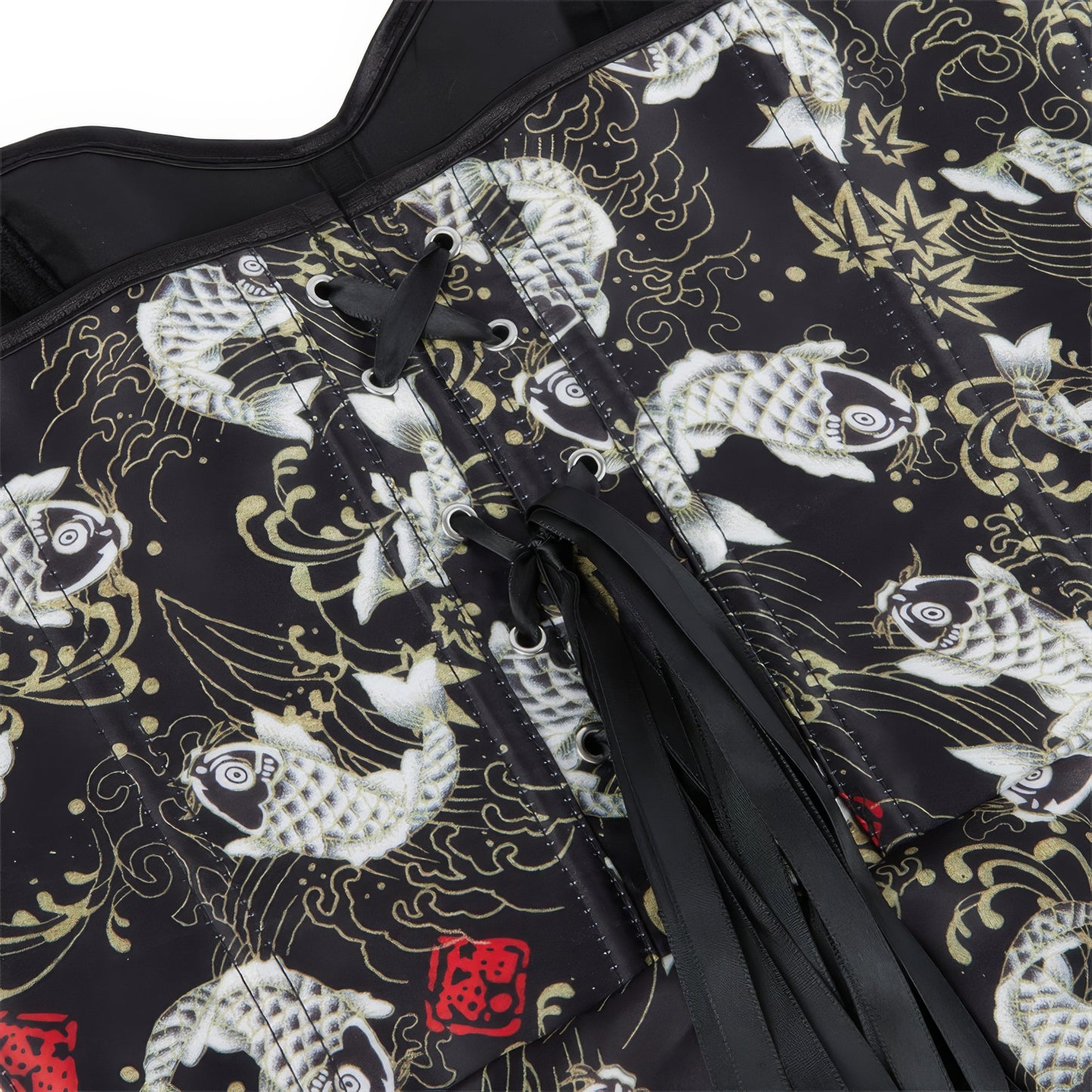 Koi Print Peplum Sweetheart Corset Top