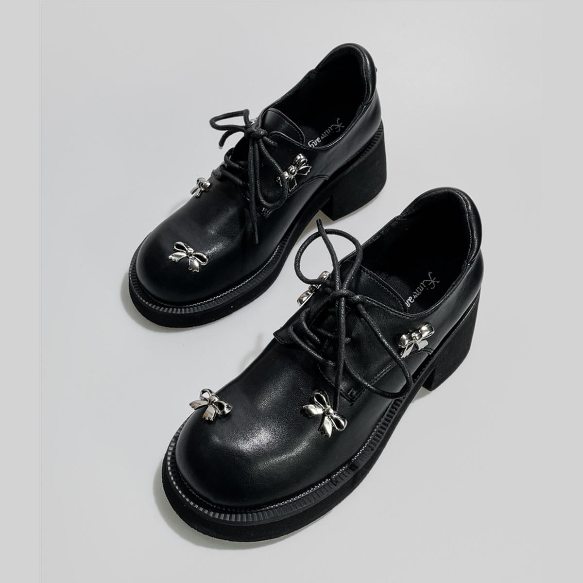 Black Bow Charm Platform Shoes