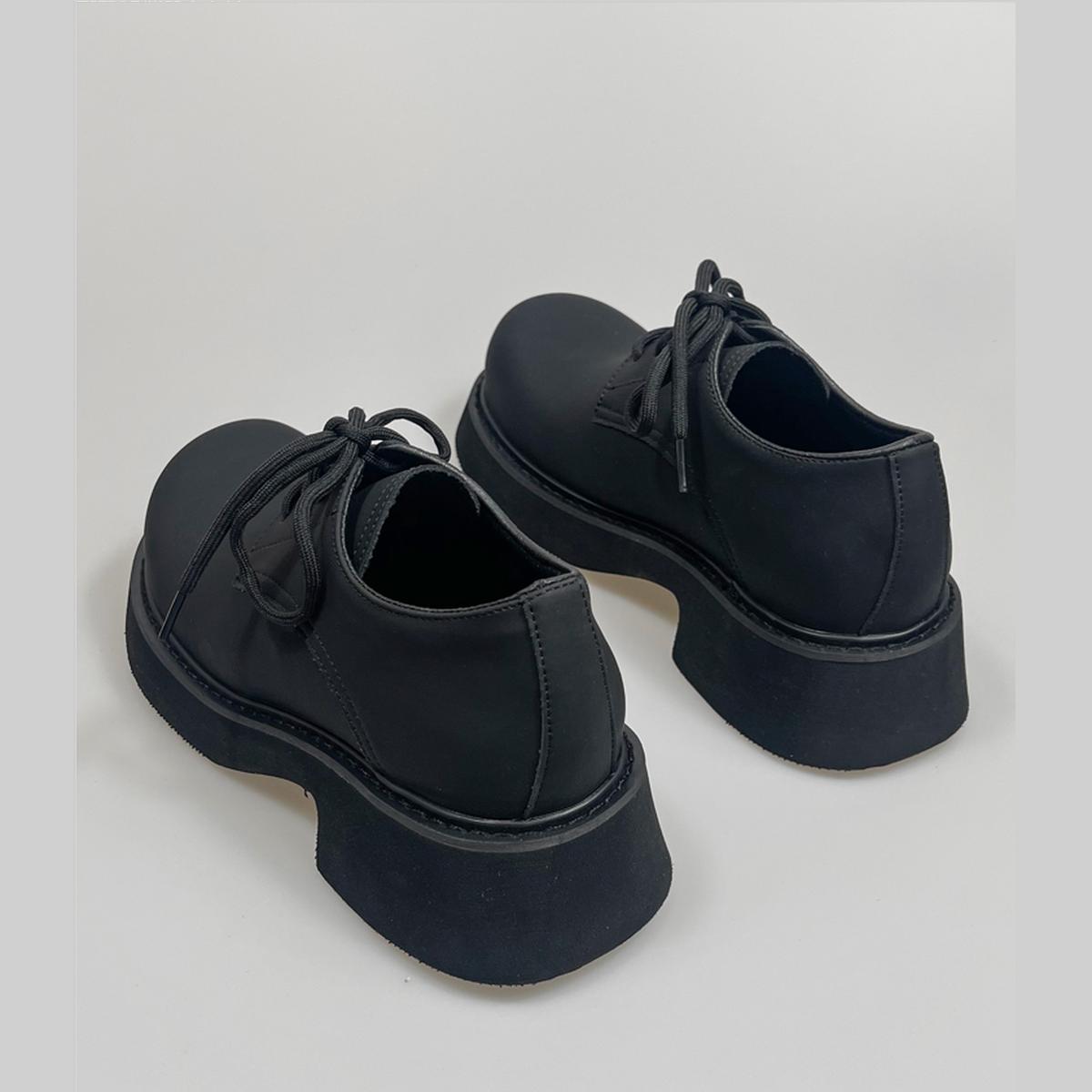 Black Chunky Cut-Out Sole Derby Shoes
