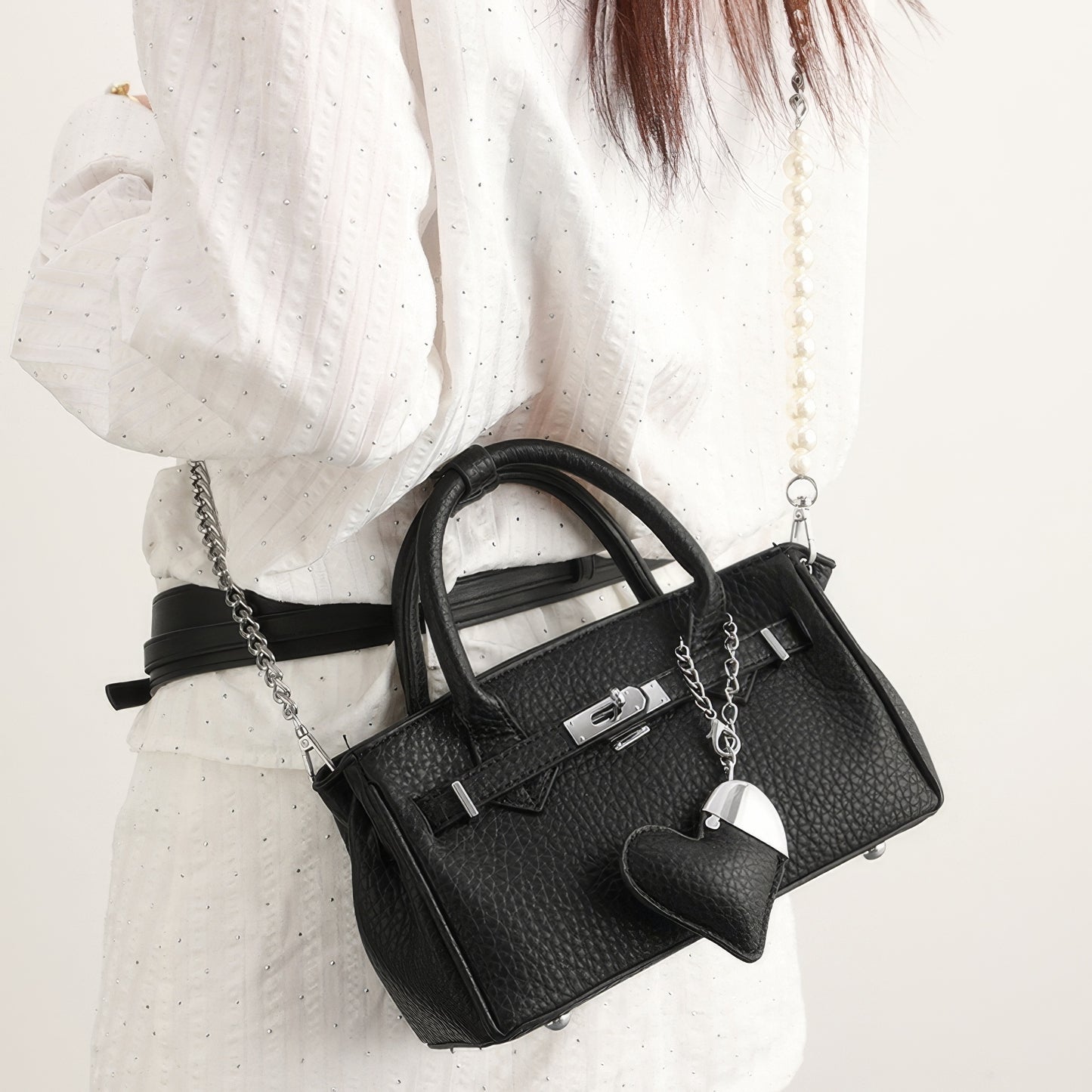 Pebbled Faux Leather Mini Top Handle Bag