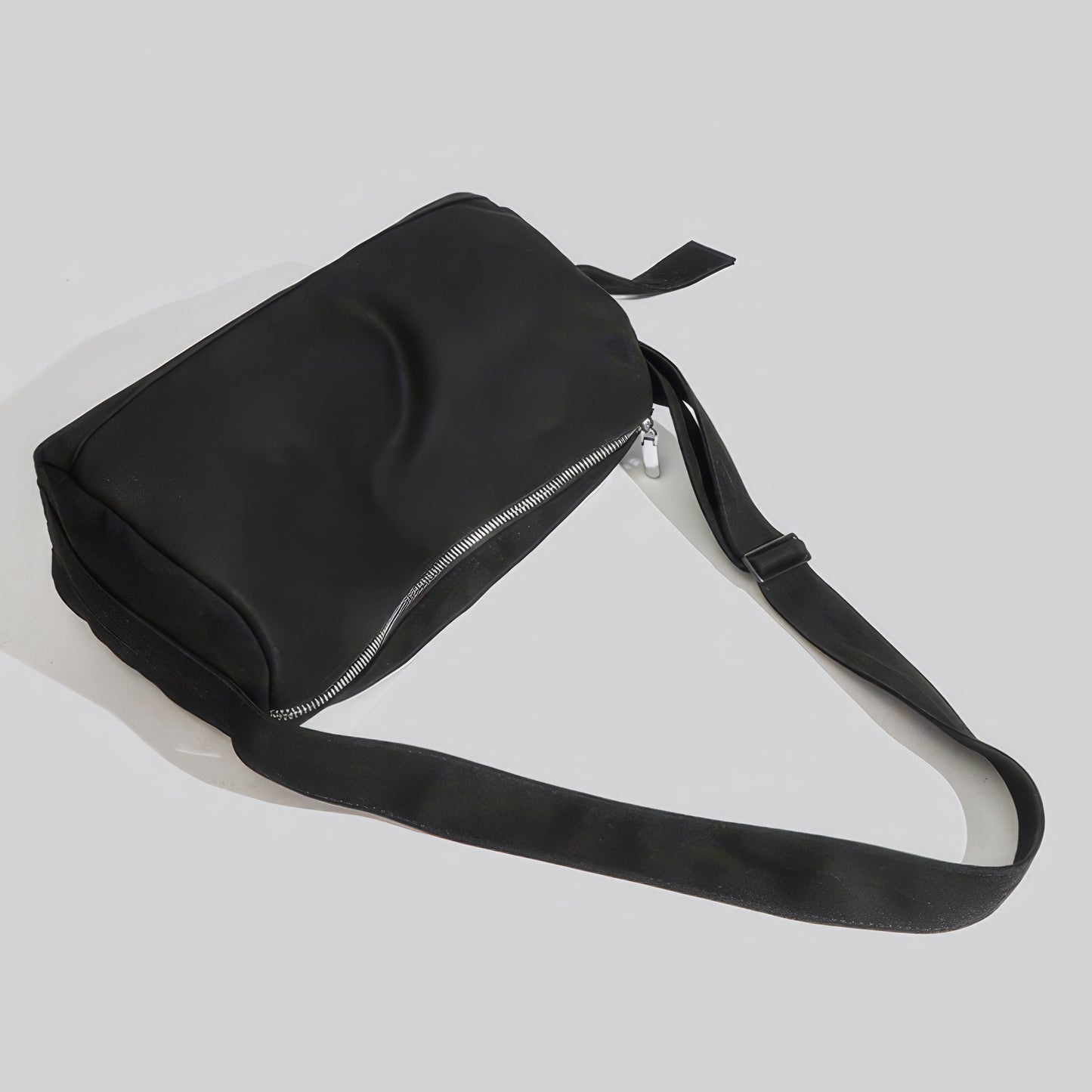Asymmetrical Zip Canvas Shoulder Bag