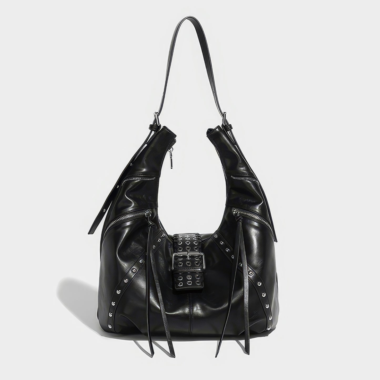 Belted Buckle Strap Soft Hobo Bag