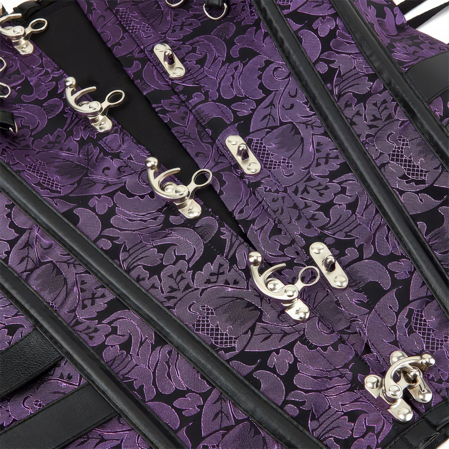 Purple Brocade Buckle Corset Top