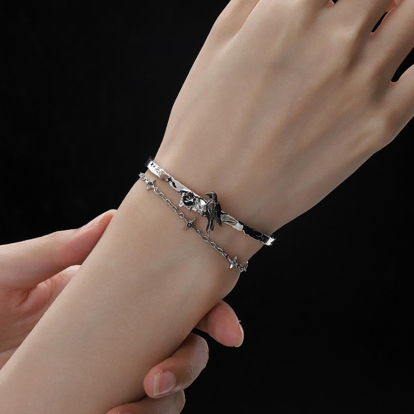 Raven Rose Chain Bangle Bracelet