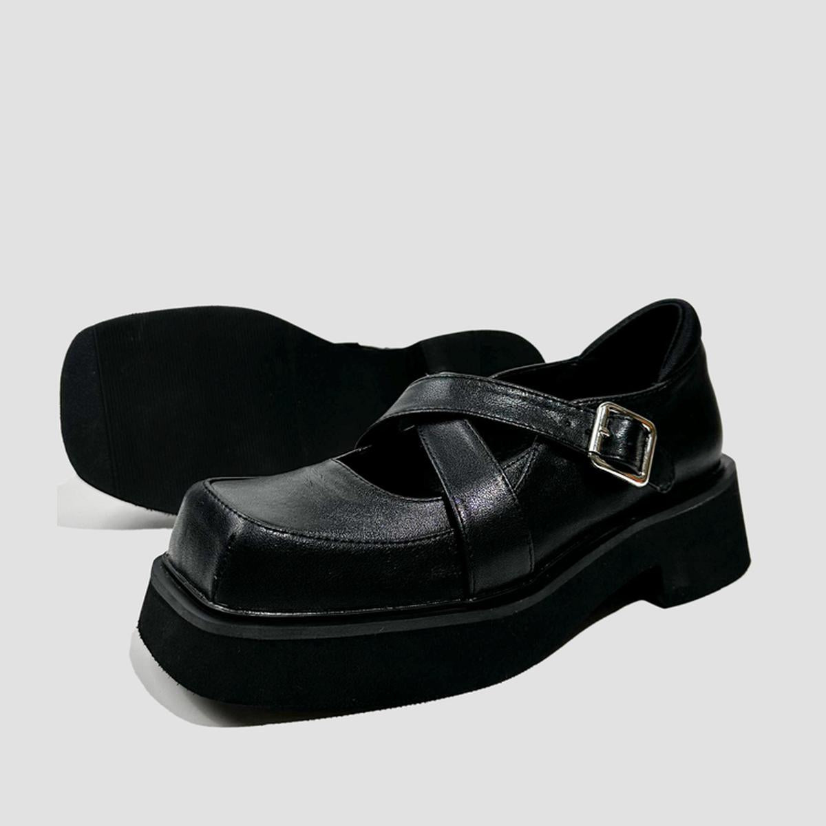 Black Platform Strap Mary Janes