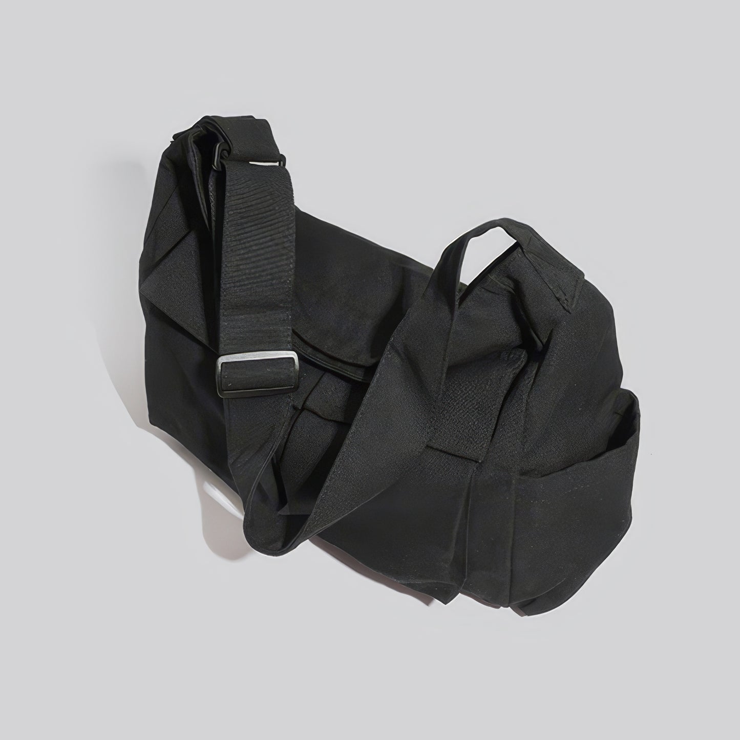 Black Canvas Multi-Pocket Shoulder Bag