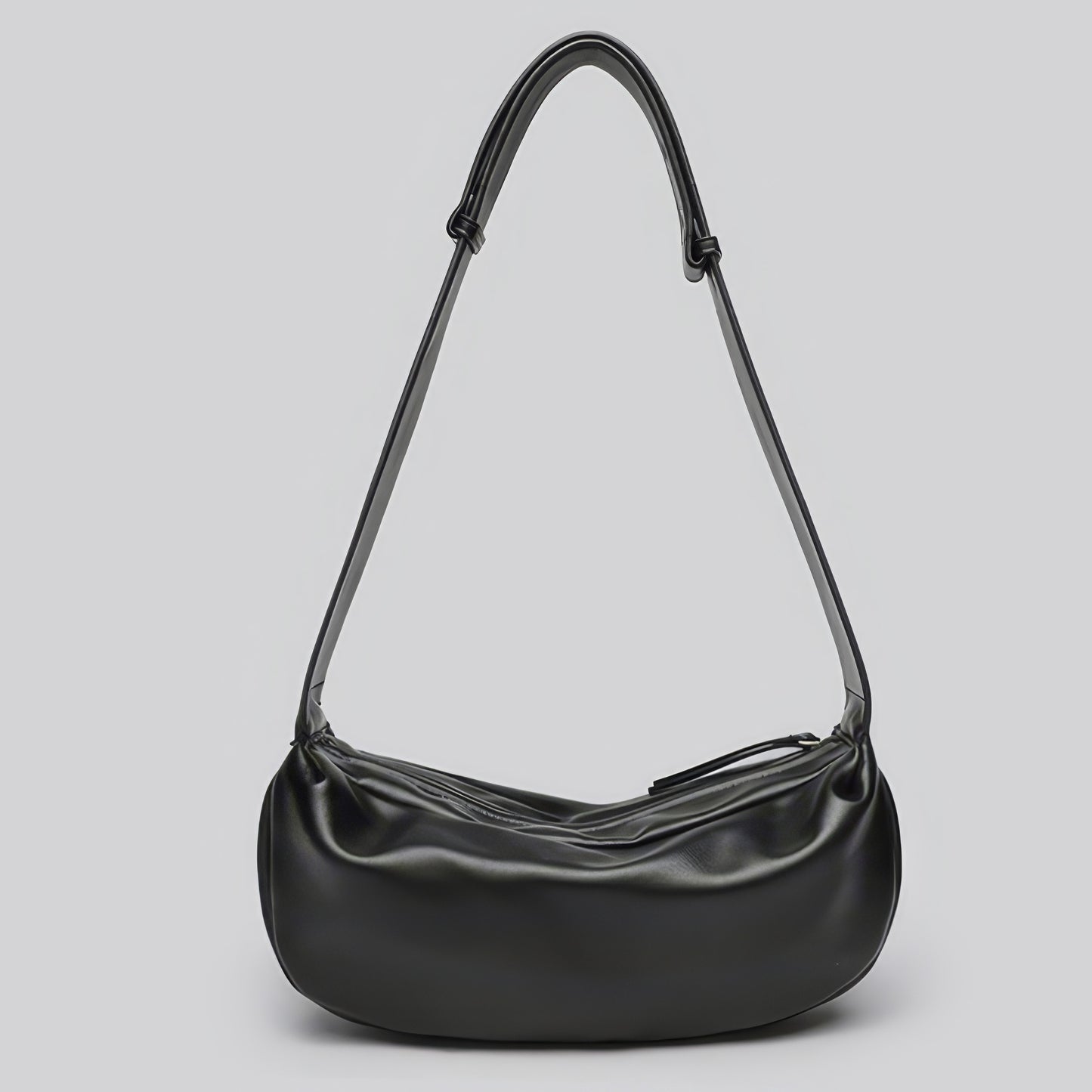 Smooth Faux Leather Crescent Shoulder Bag