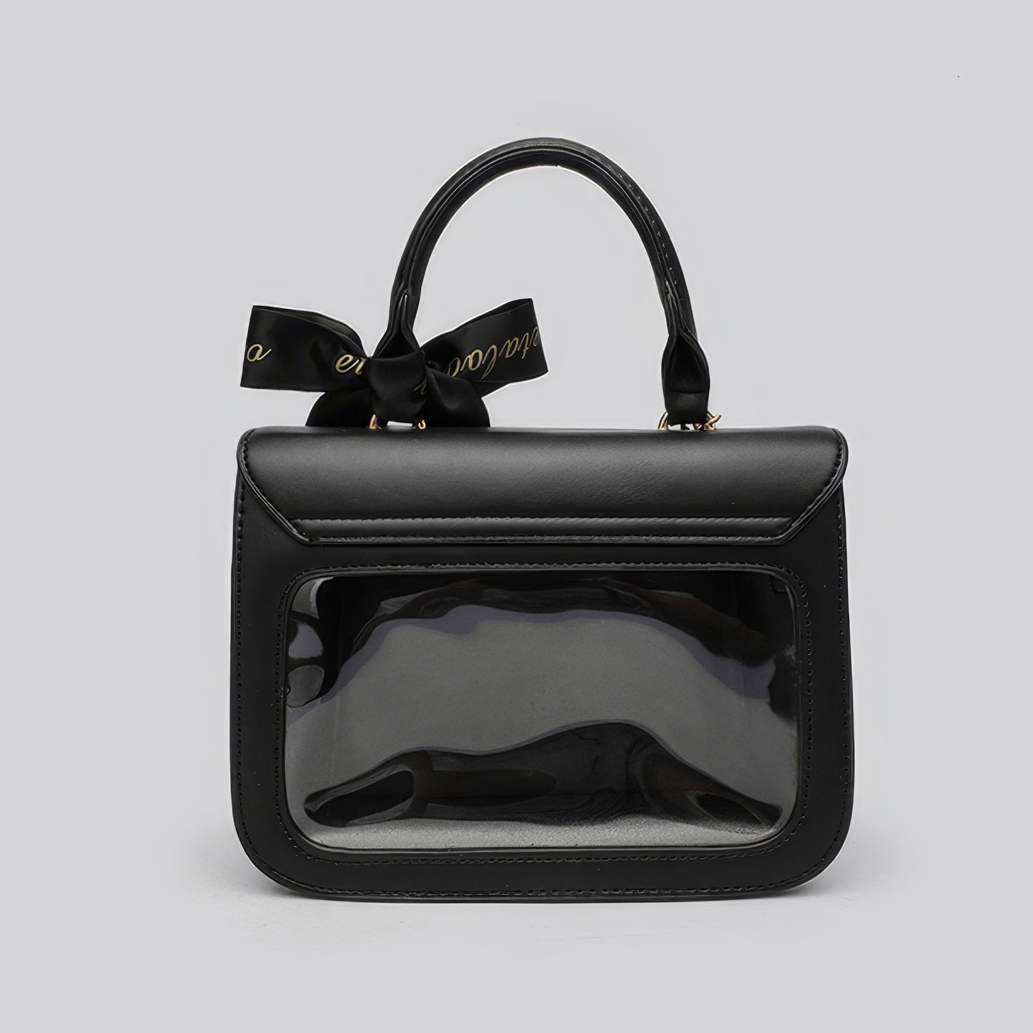 Clear Panel Ribbon Accent Mini Bag