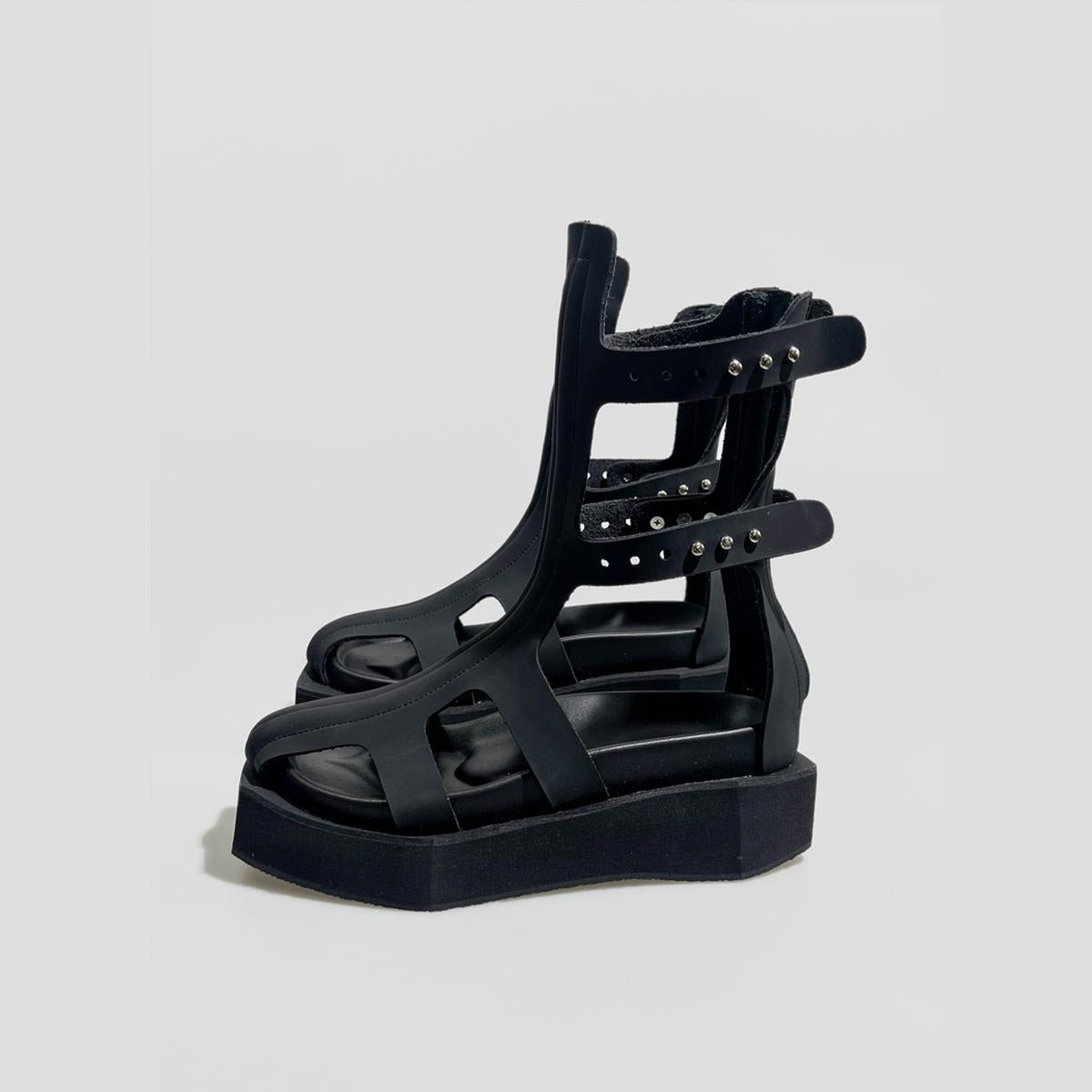 Black Gladiator Platform Sandals