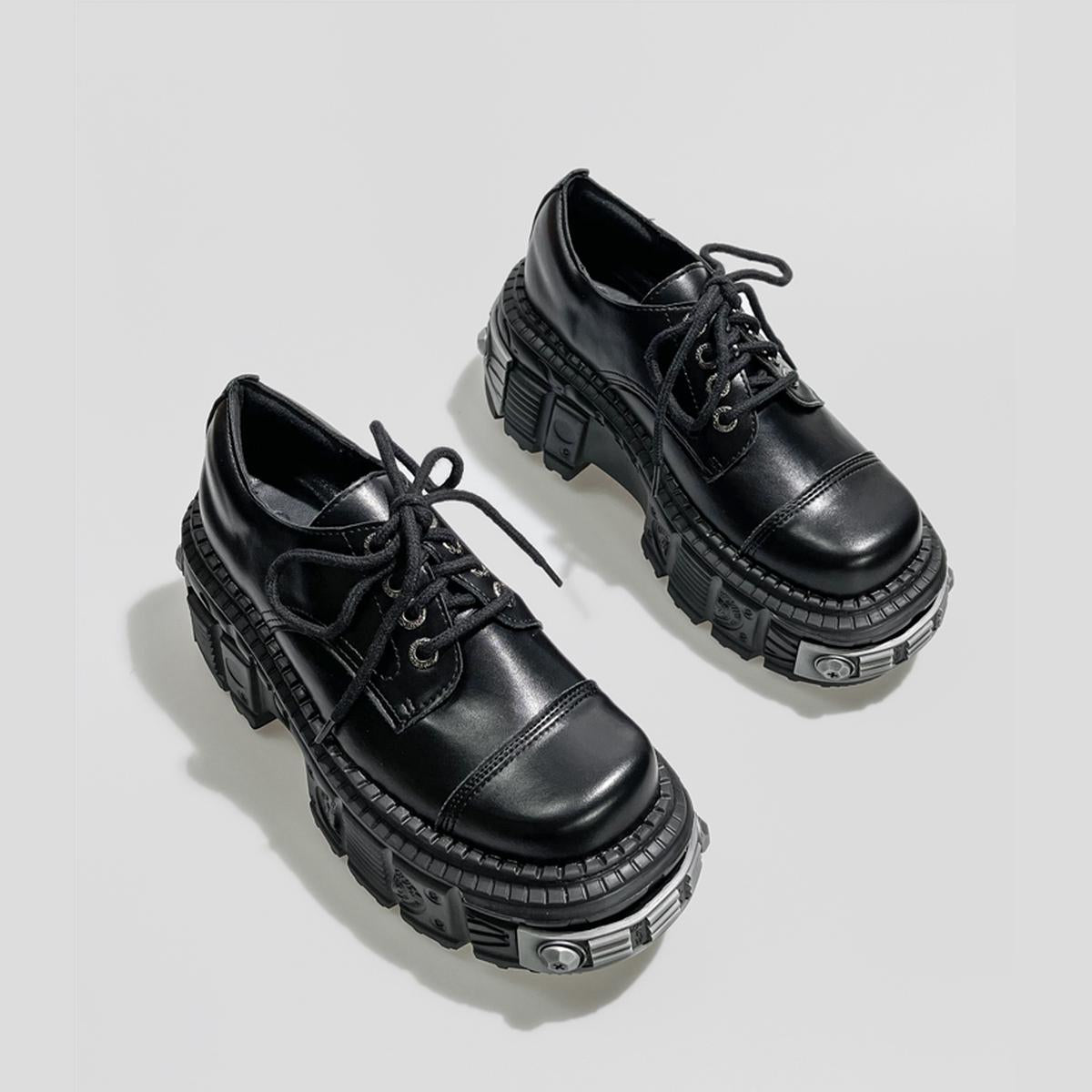 Black Heavy Metal Platform Shoes