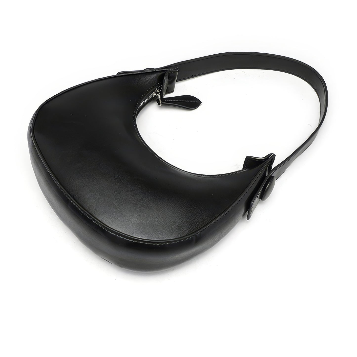 Minimal Crescent Faux Leather Shoulder Bag