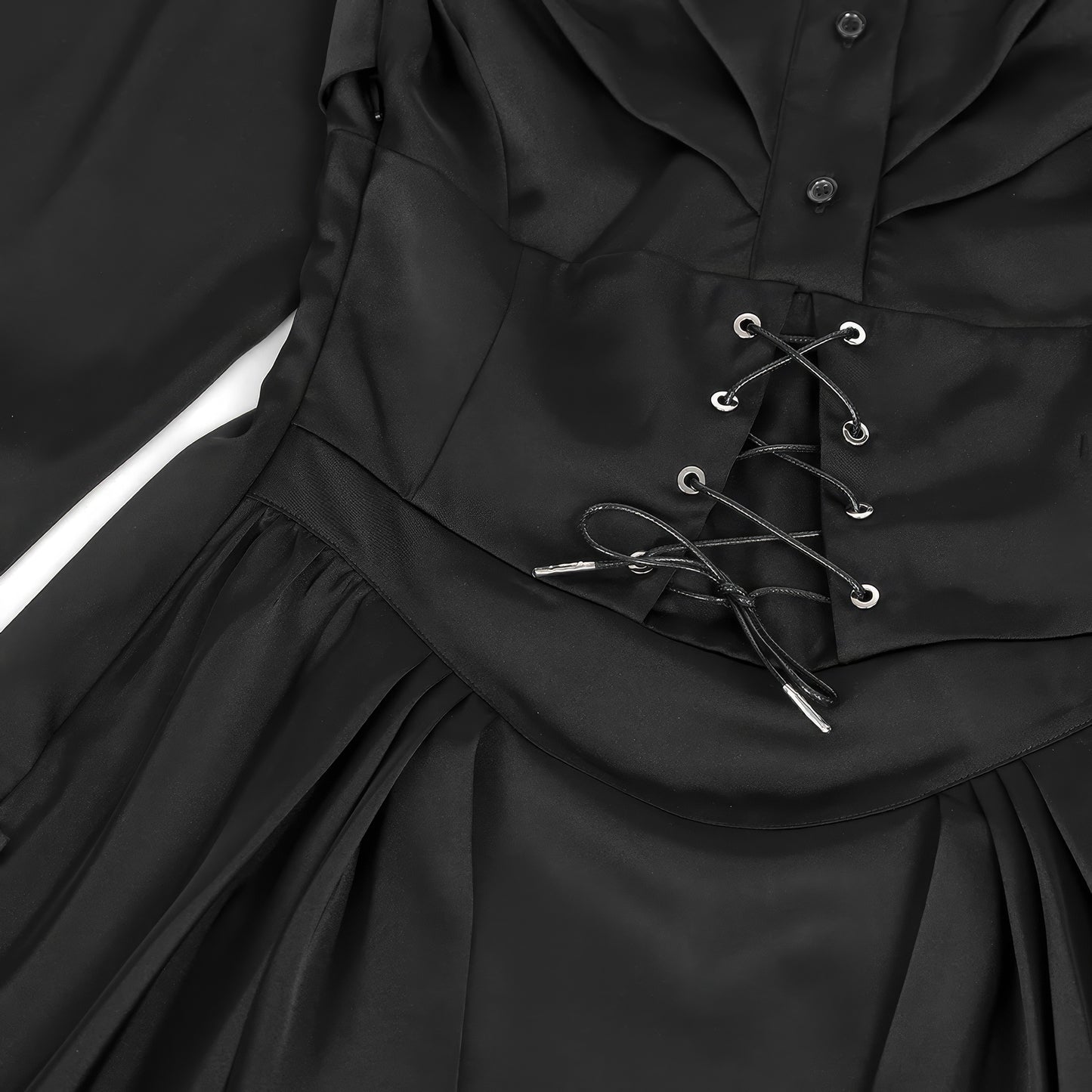 Satin Corset Pleated Shirt Dress