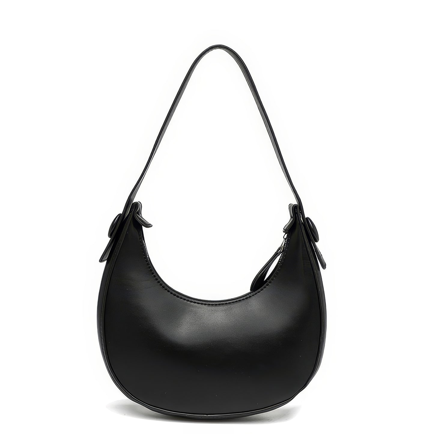 Minimal Crescent Faux Leather Shoulder Bag