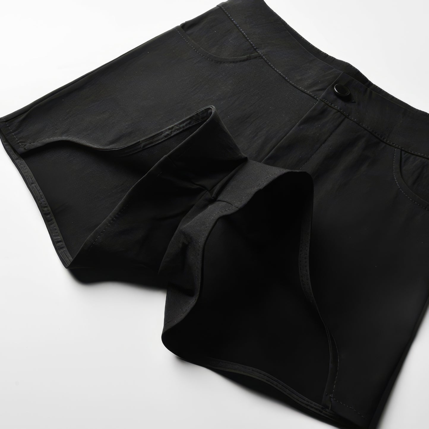 Curved Hem High Waist Black Shorts