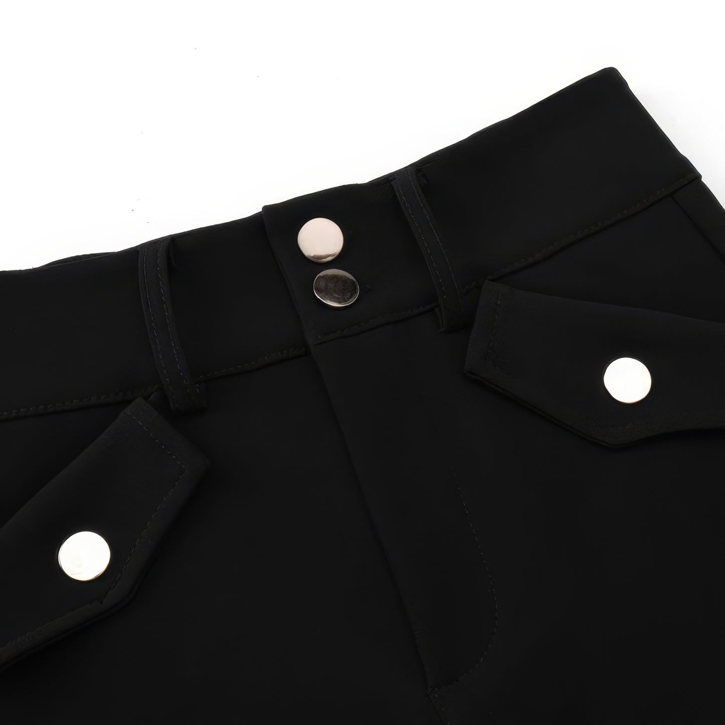 Studded Belt Flap Pocket Shorts