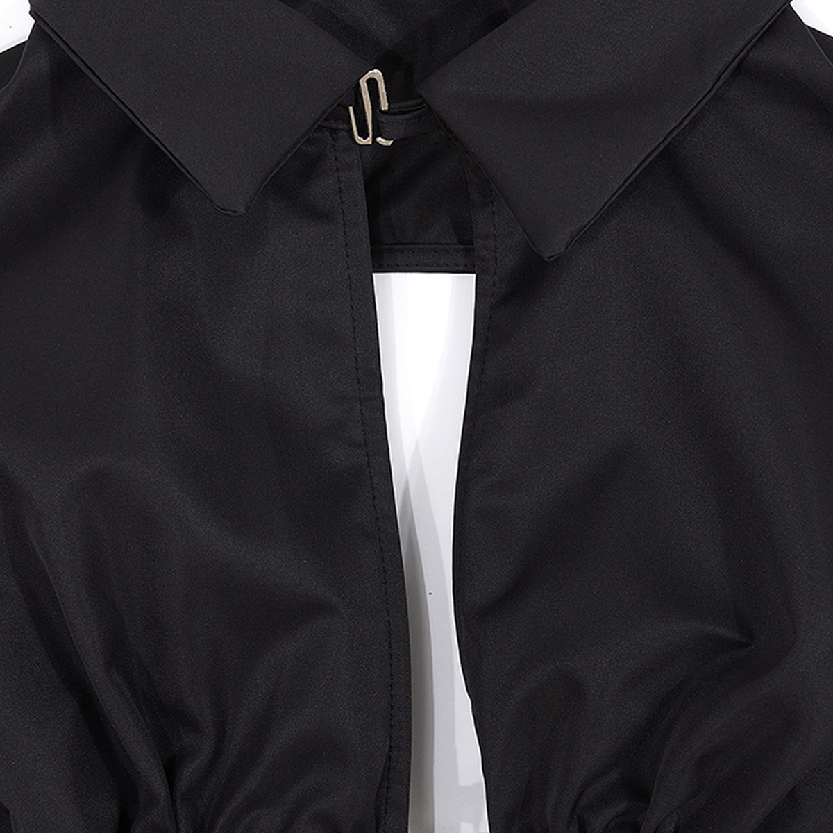 Zip-Up Open Back Bolero Shirt