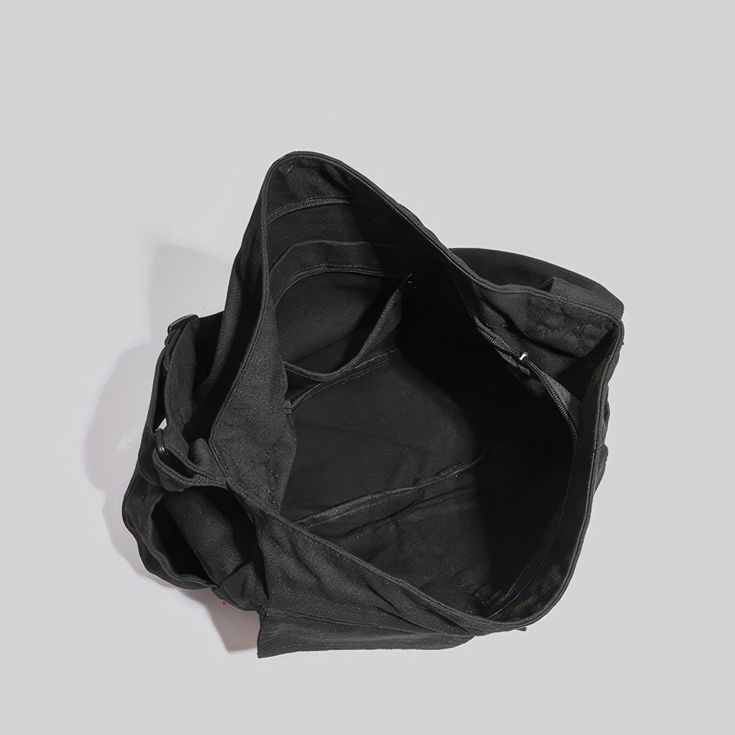 Black Canvas Multi-Pocket Shoulder Bag