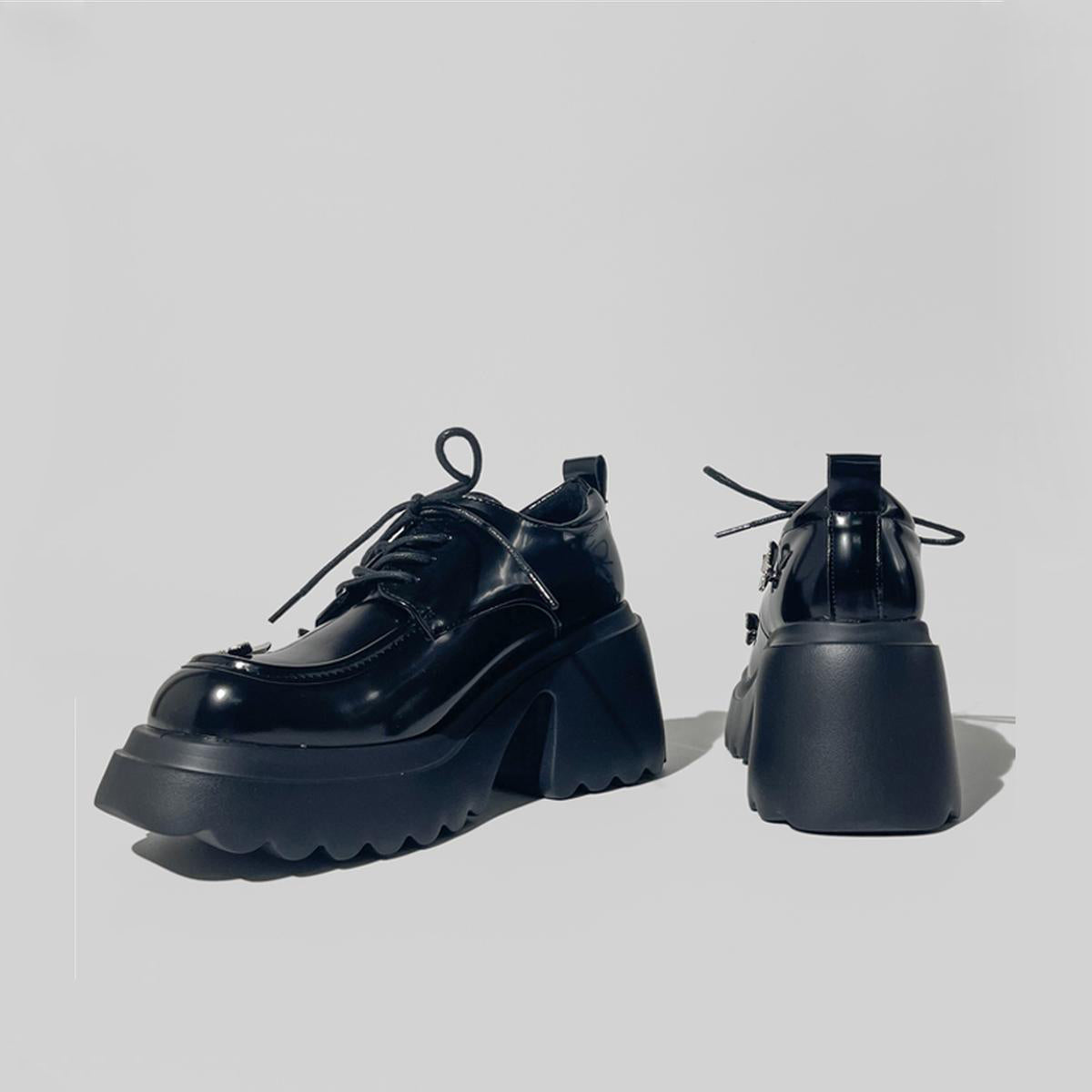 Black Butterfly Charm Platform Shoes