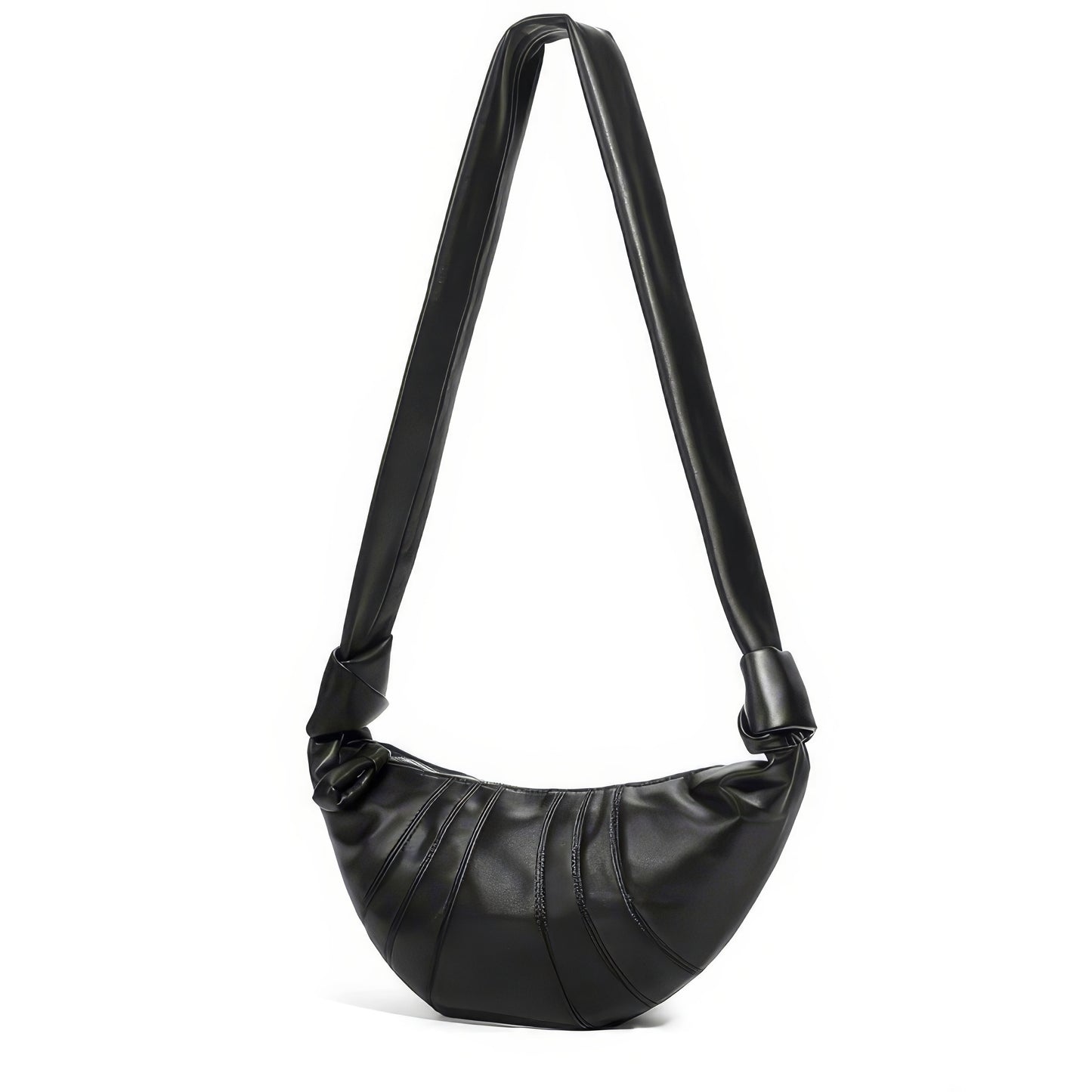 Knotted Crescent Black Shoulder Bag