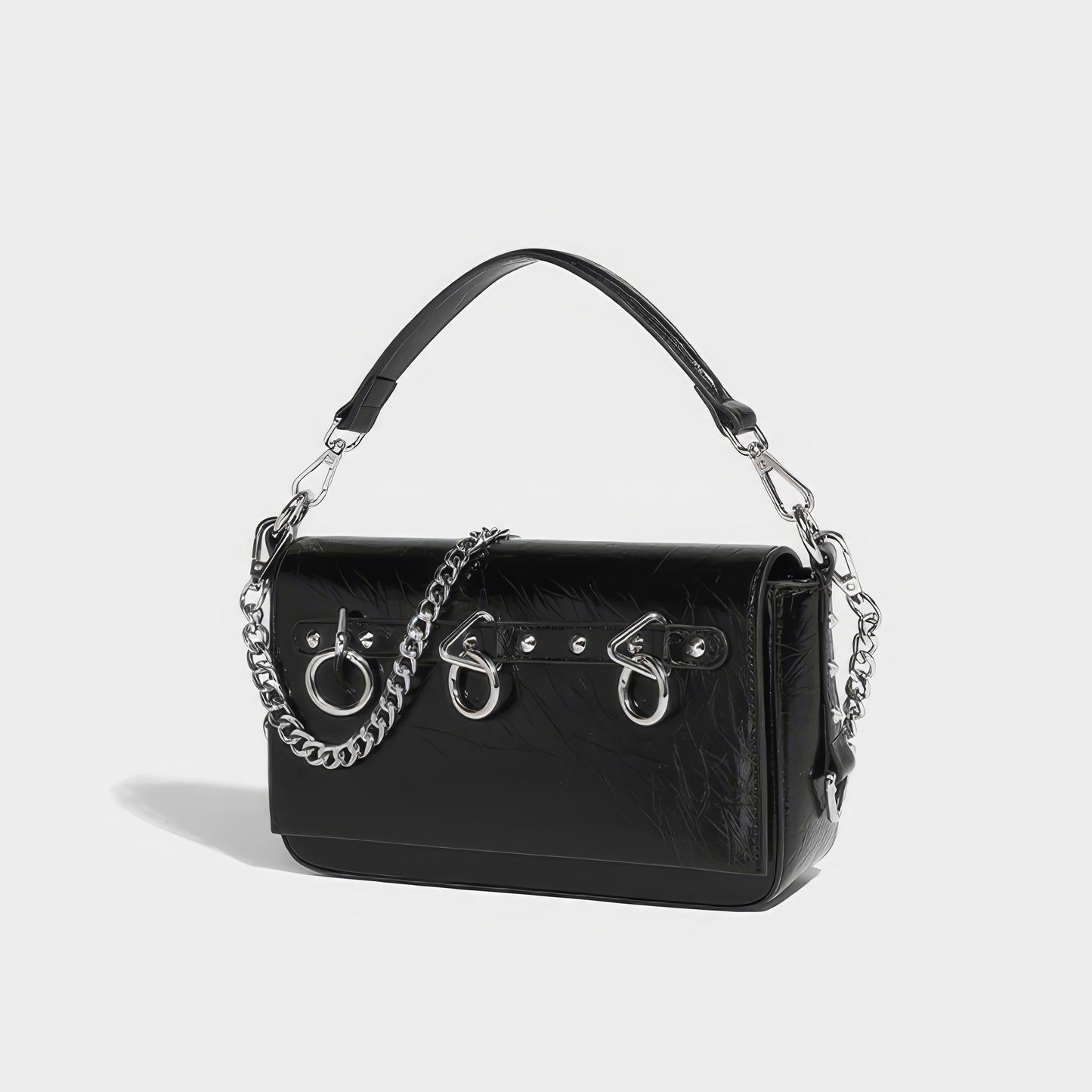 Ring Hardware Chain Handle Shoulder Bag