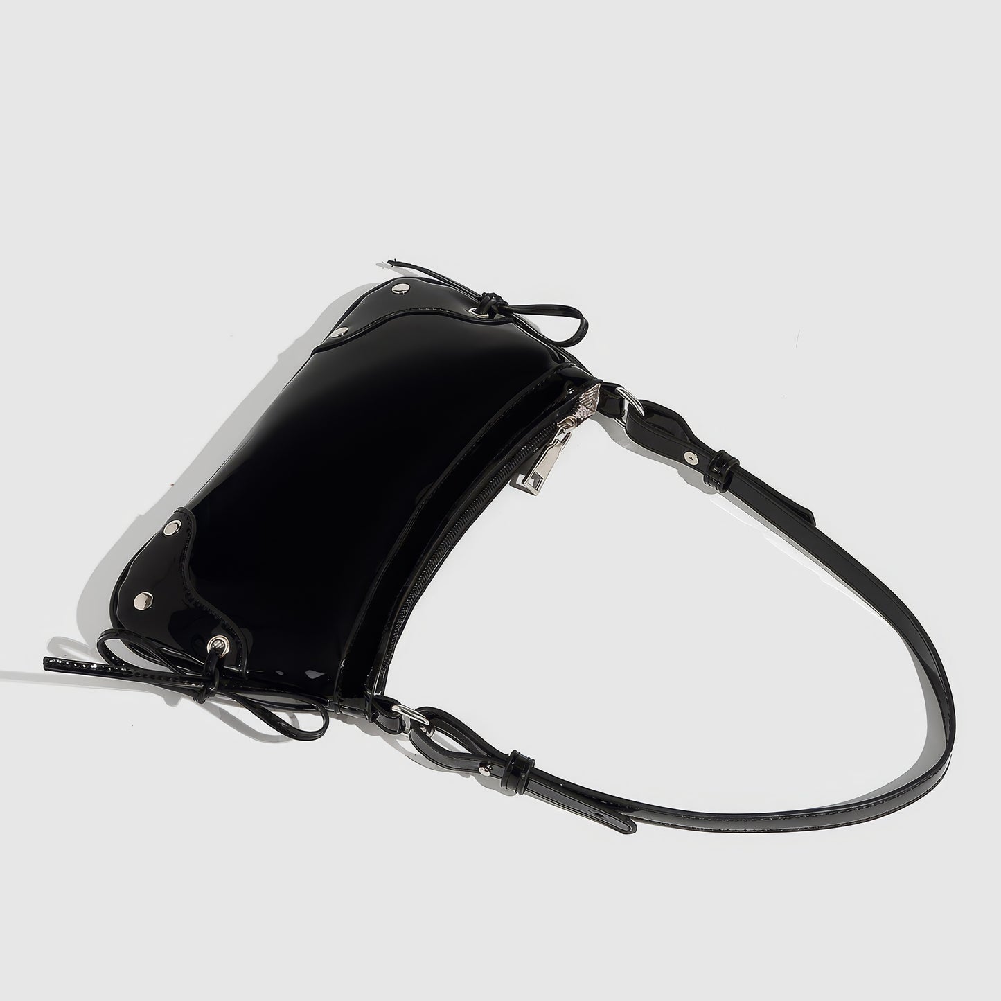 Lace Tie Patent Mini Shoulder Bag