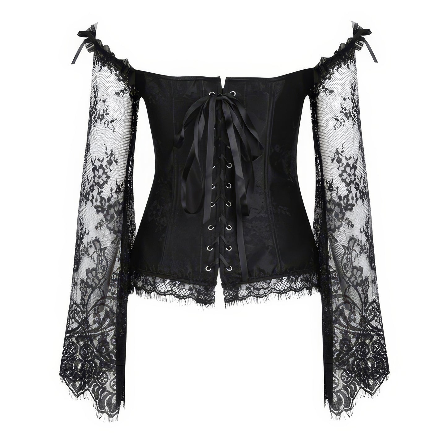Off Shoulder Lace Bell Sleeve Corset