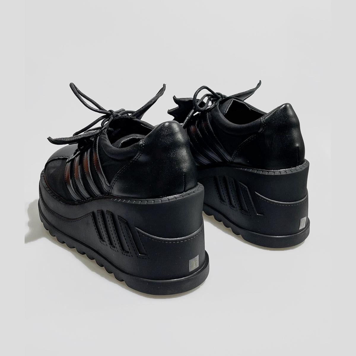 Black Bat Wing Platform Sneakers
