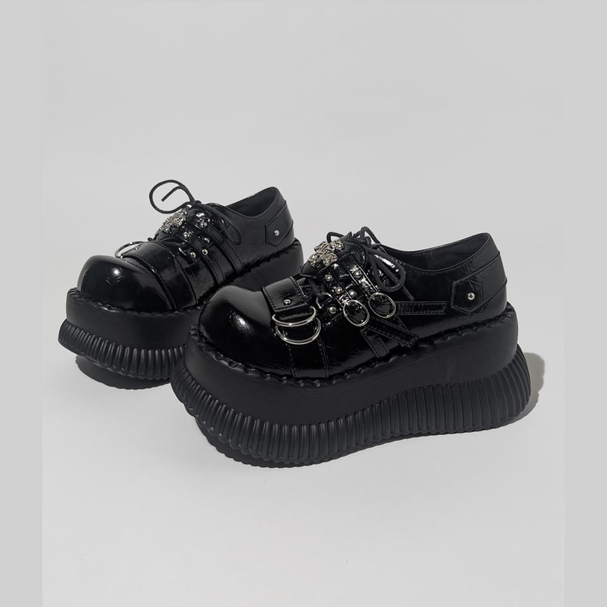 Black Patent Chain Platform Shoes