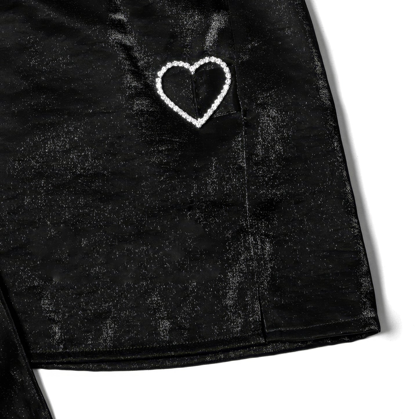 Asymmetrical Heart Brooch Satin Skirt