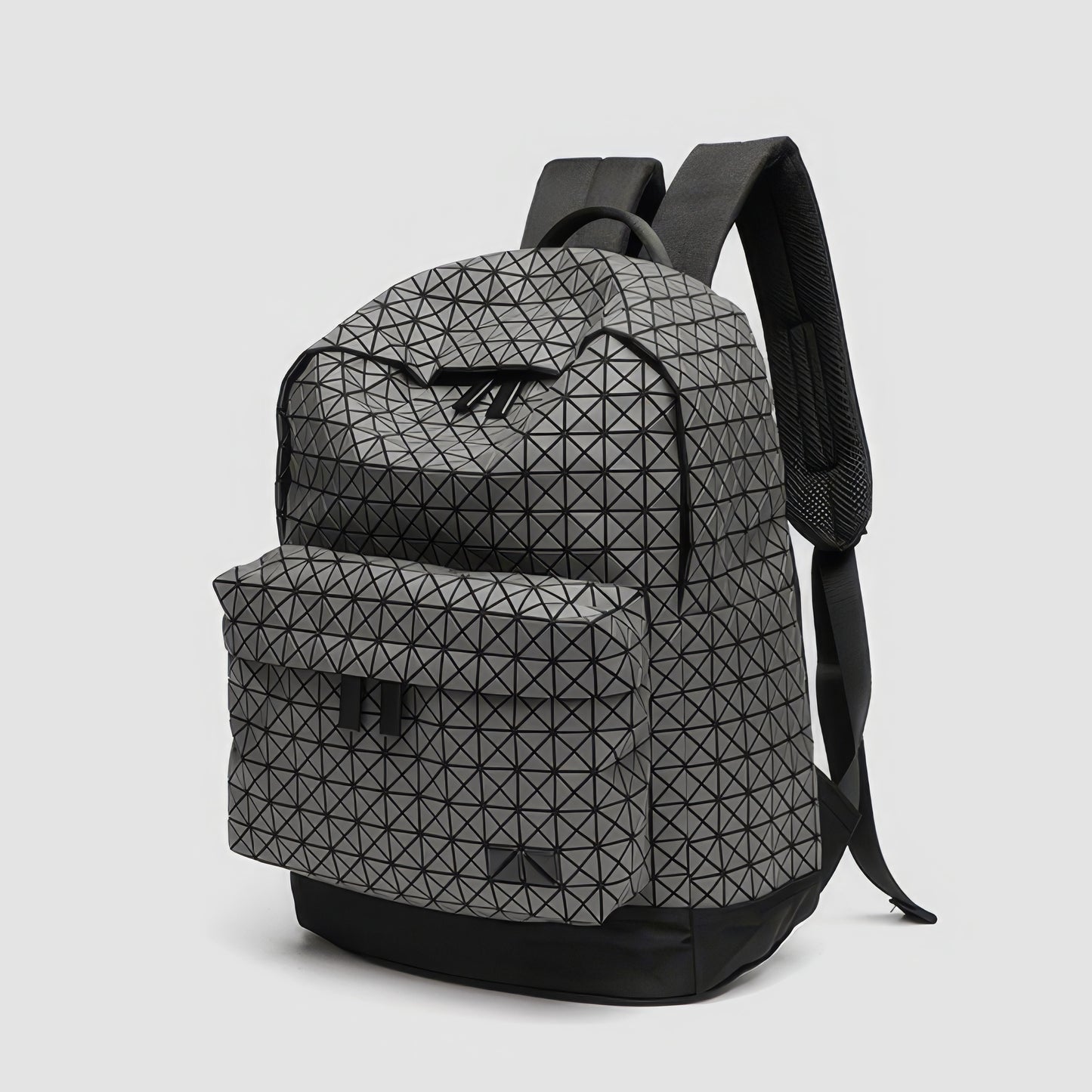 Geometric Pattern Structured Black Backpack