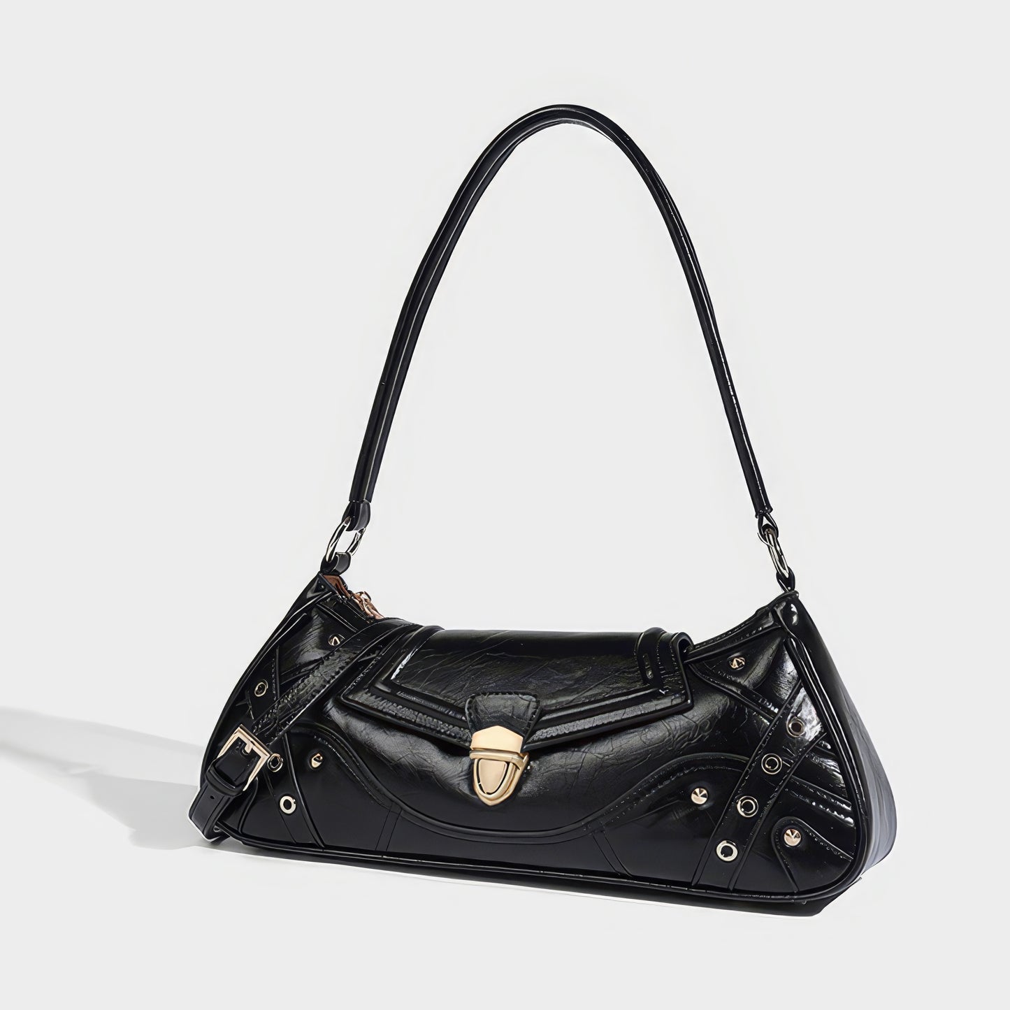 Studded Wave Flap Mini Shoulder Bag