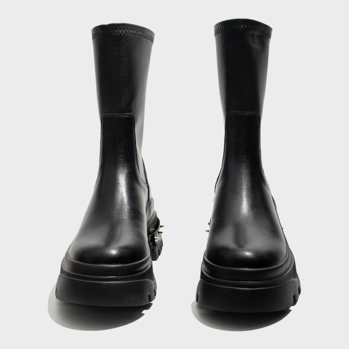Black Chunky Sole Ankle Boots