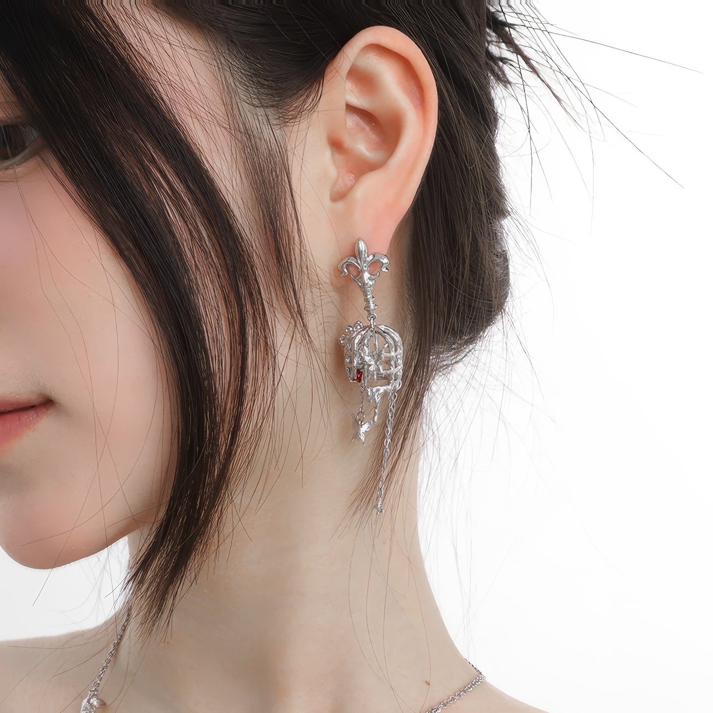 Butterfly Cage Mismatch Drop Earrings