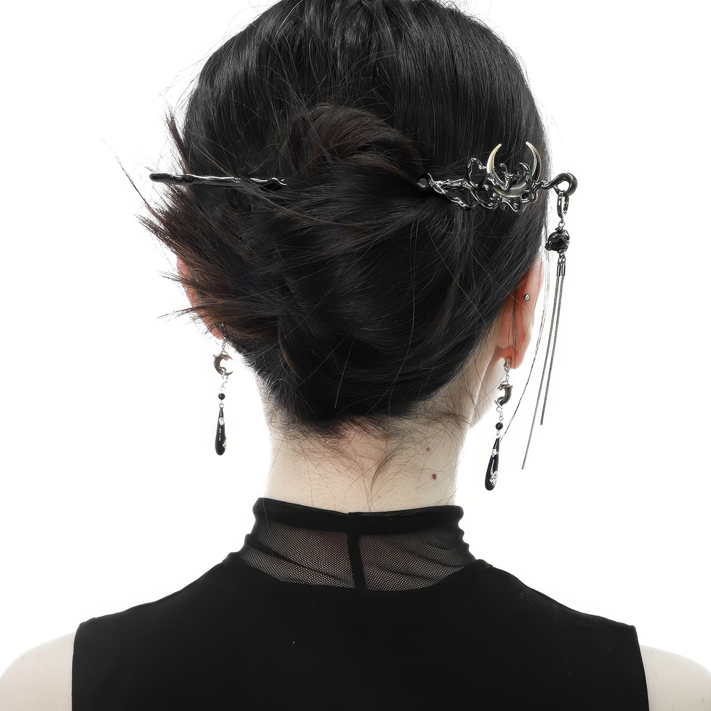 Moon Horn Black Hair Stick