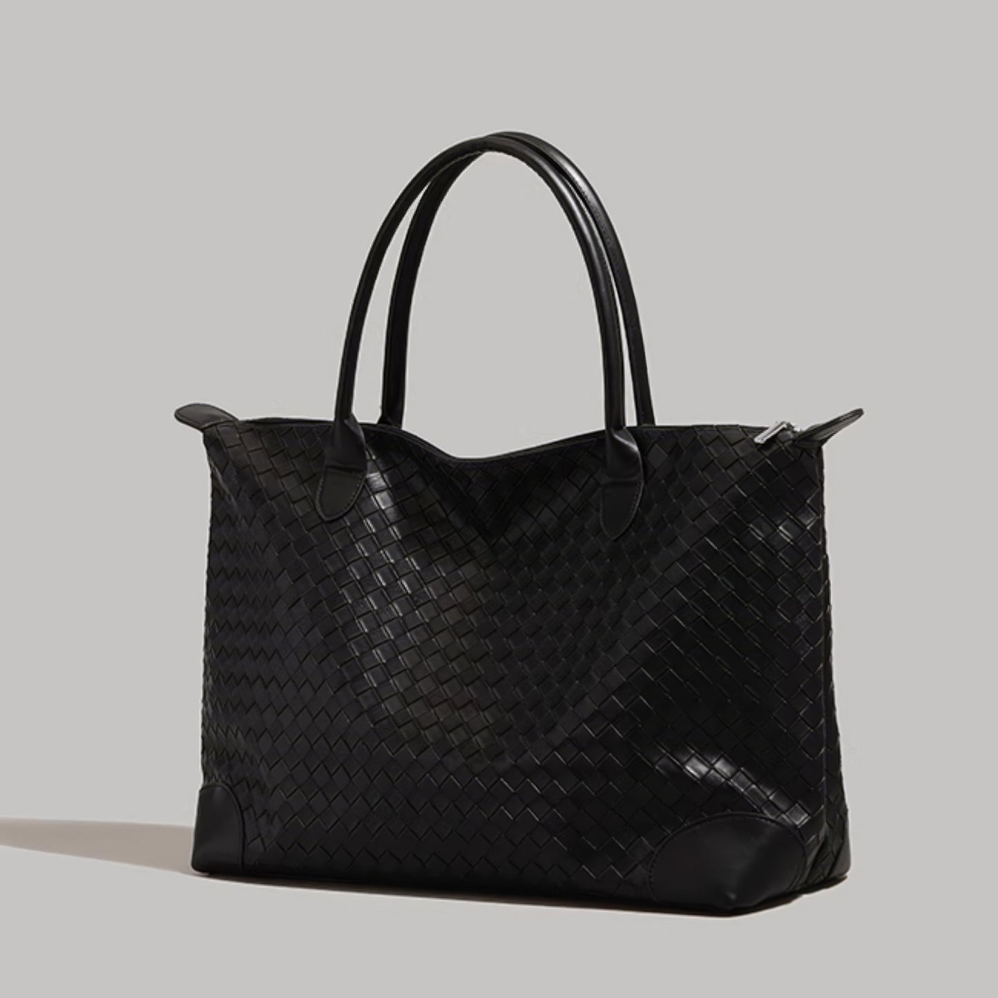 Woven Faux Leather Oversized Tote Bag