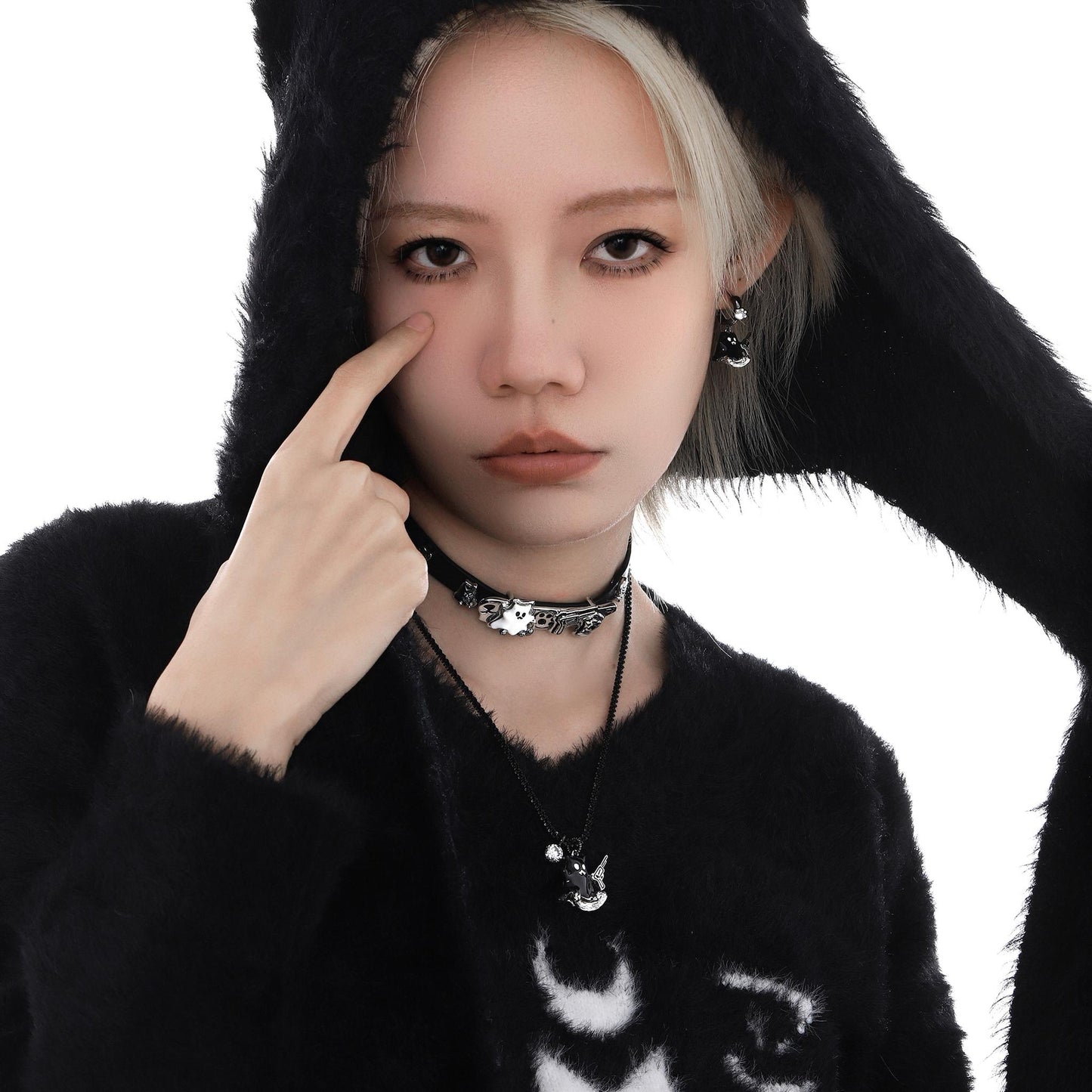 Cat Charm Double Layer Choker Necklace