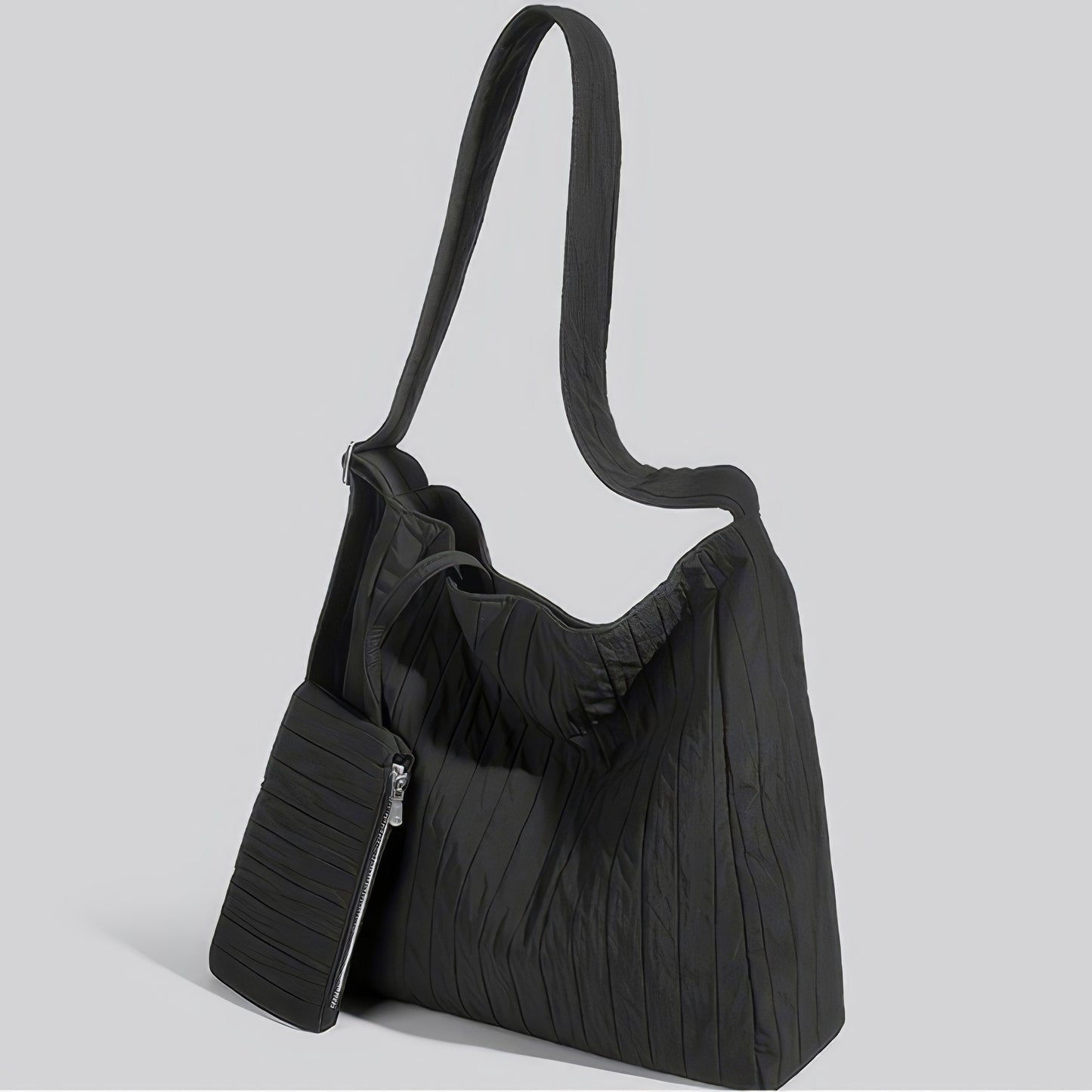 Pleated Nylon Shoulder Bag Set
