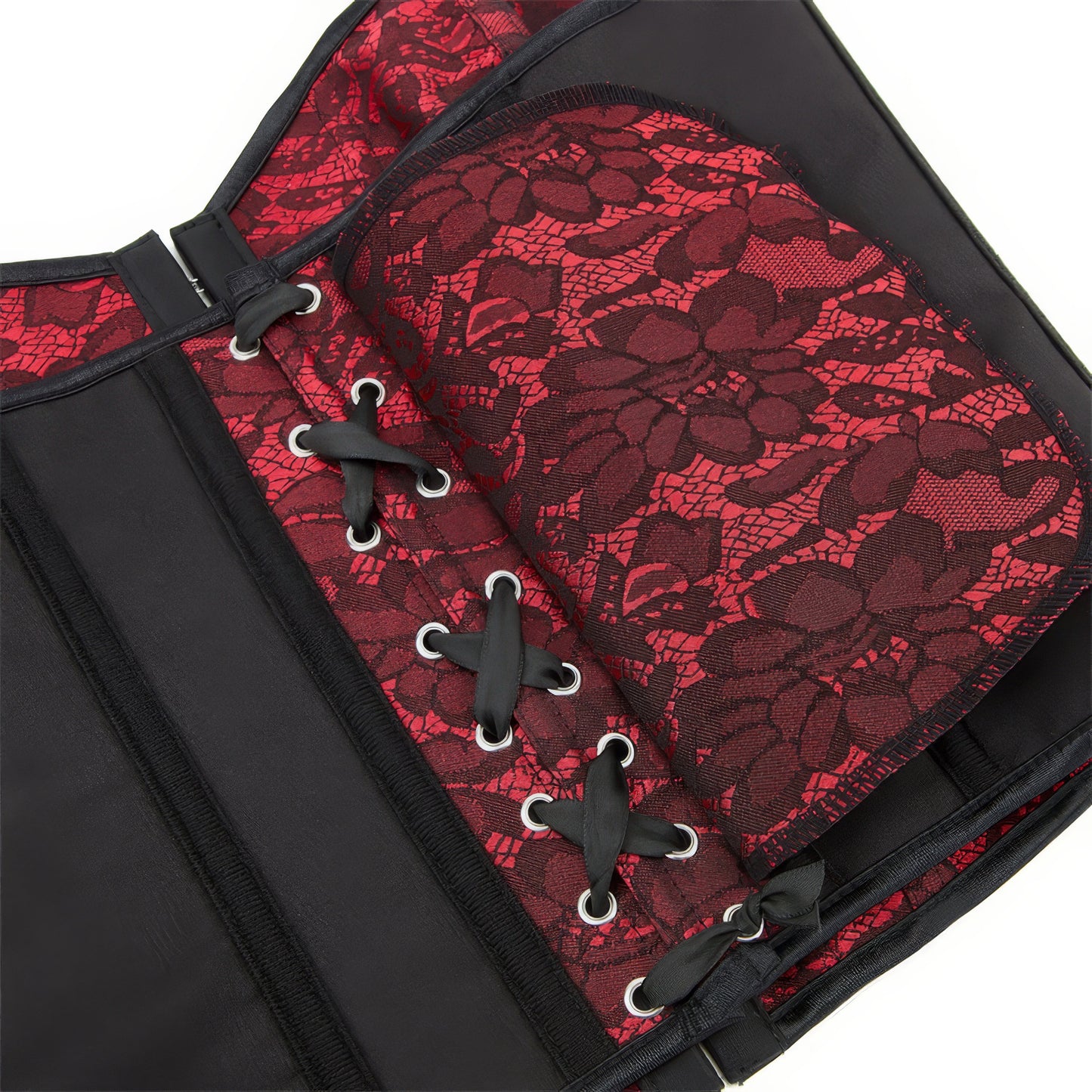 Red Lace Overlay Sweetheart Corset Top