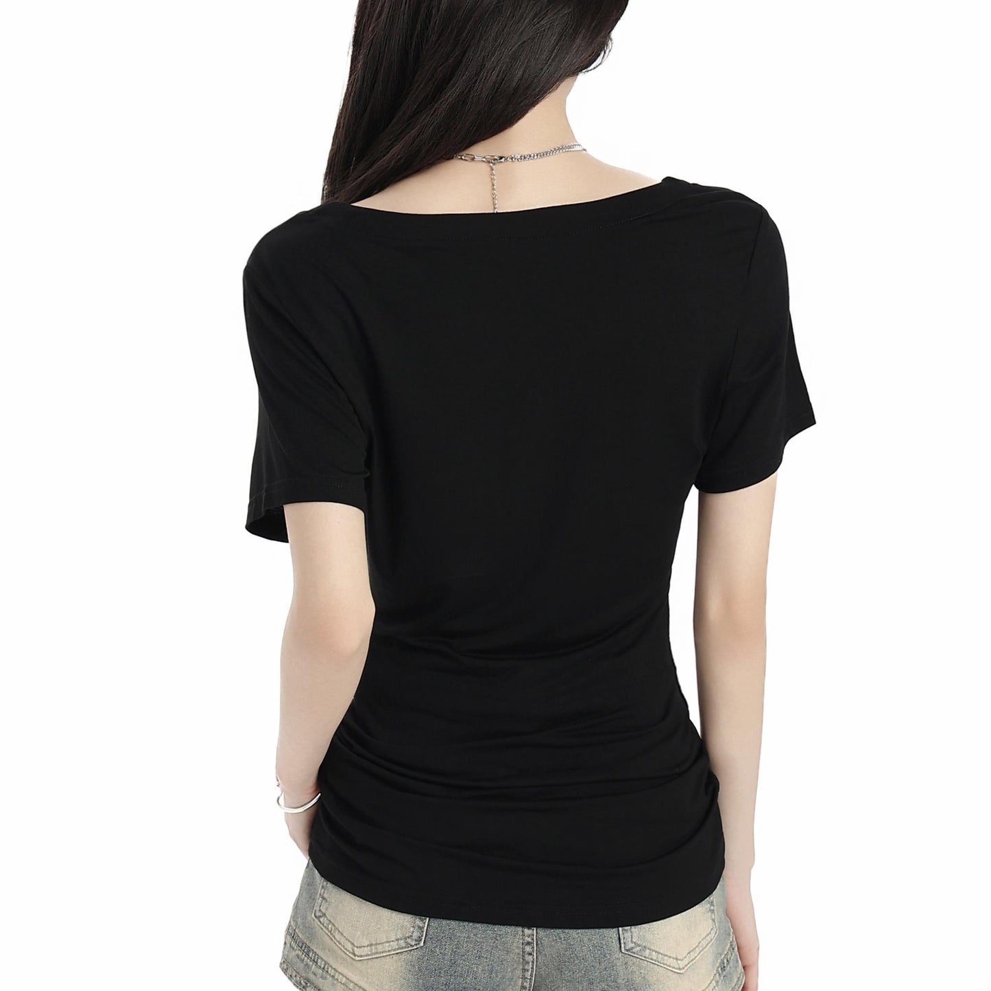 Slim Fit V-Neck Black T-Shirt