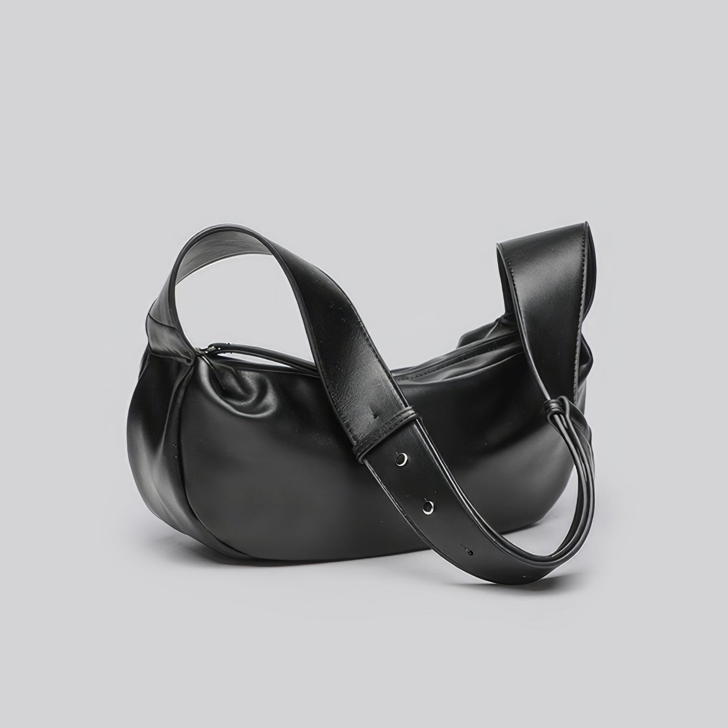 Smooth Faux Leather Crescent Shoulder Bag